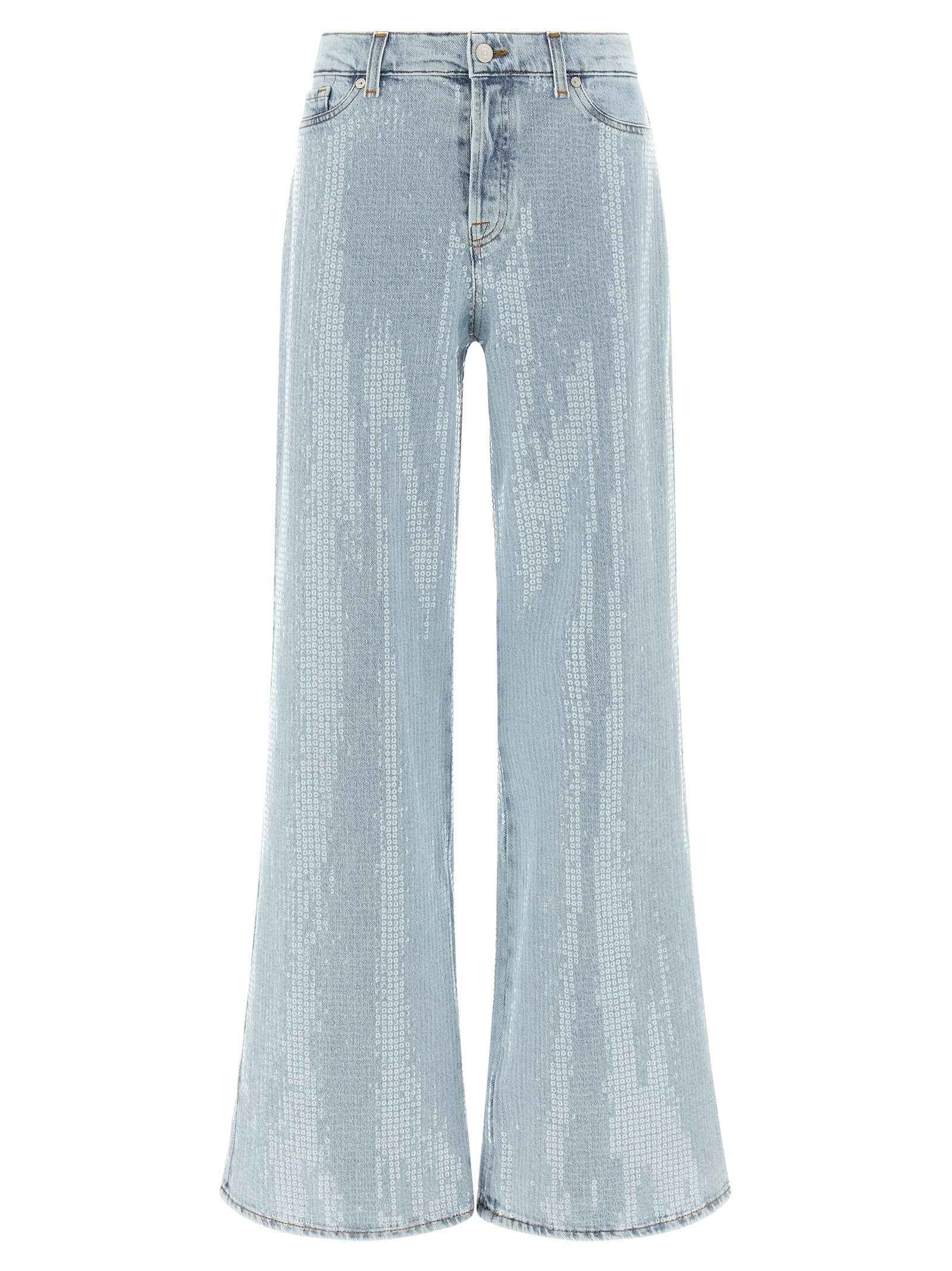 7 For All Mankind Blue Cotton Flared Jeans