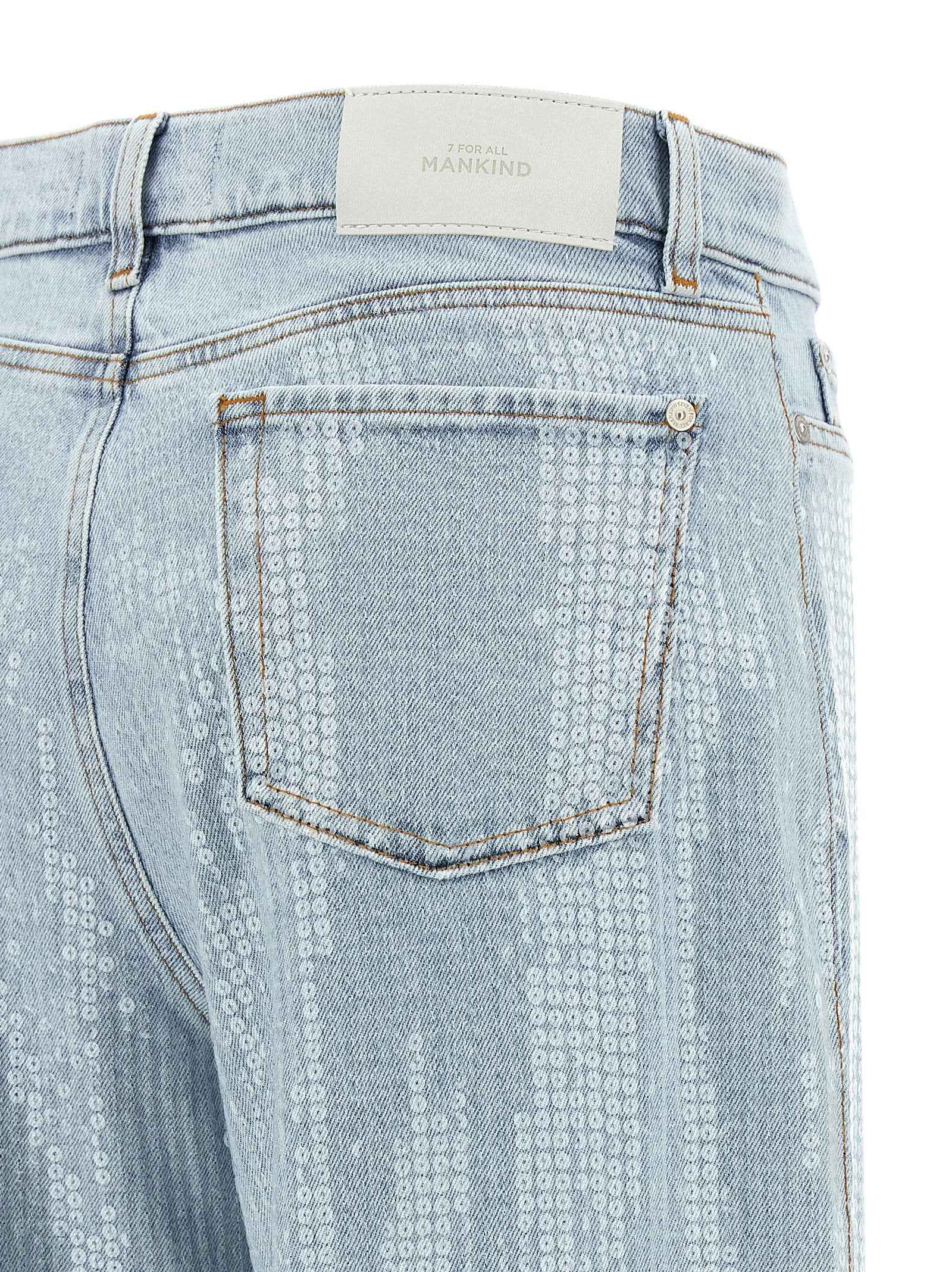 7 For All Mankind Blue Cotton Flared Jeans