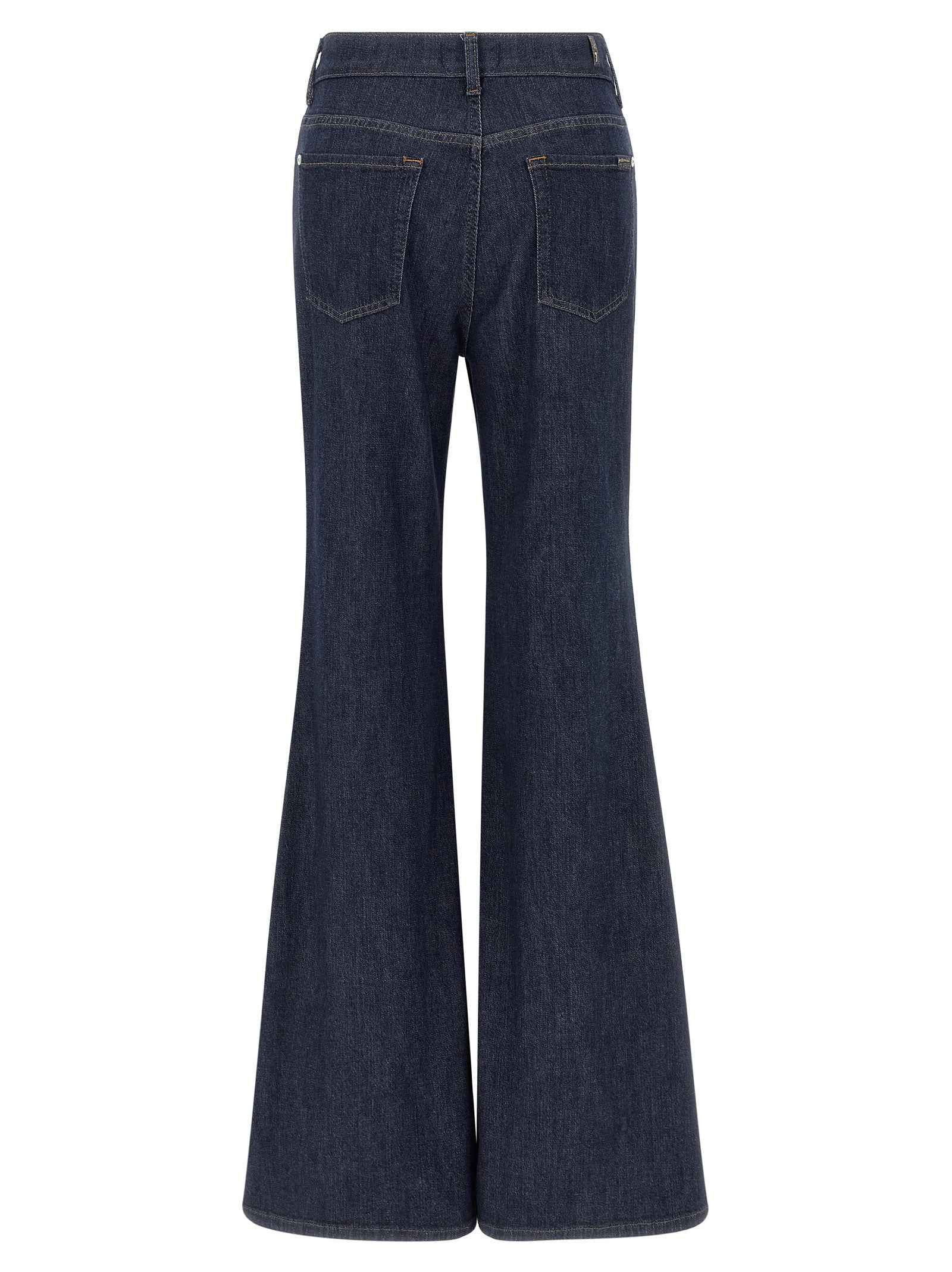 7 For All Mankind Blue Cotton Flared Jeans