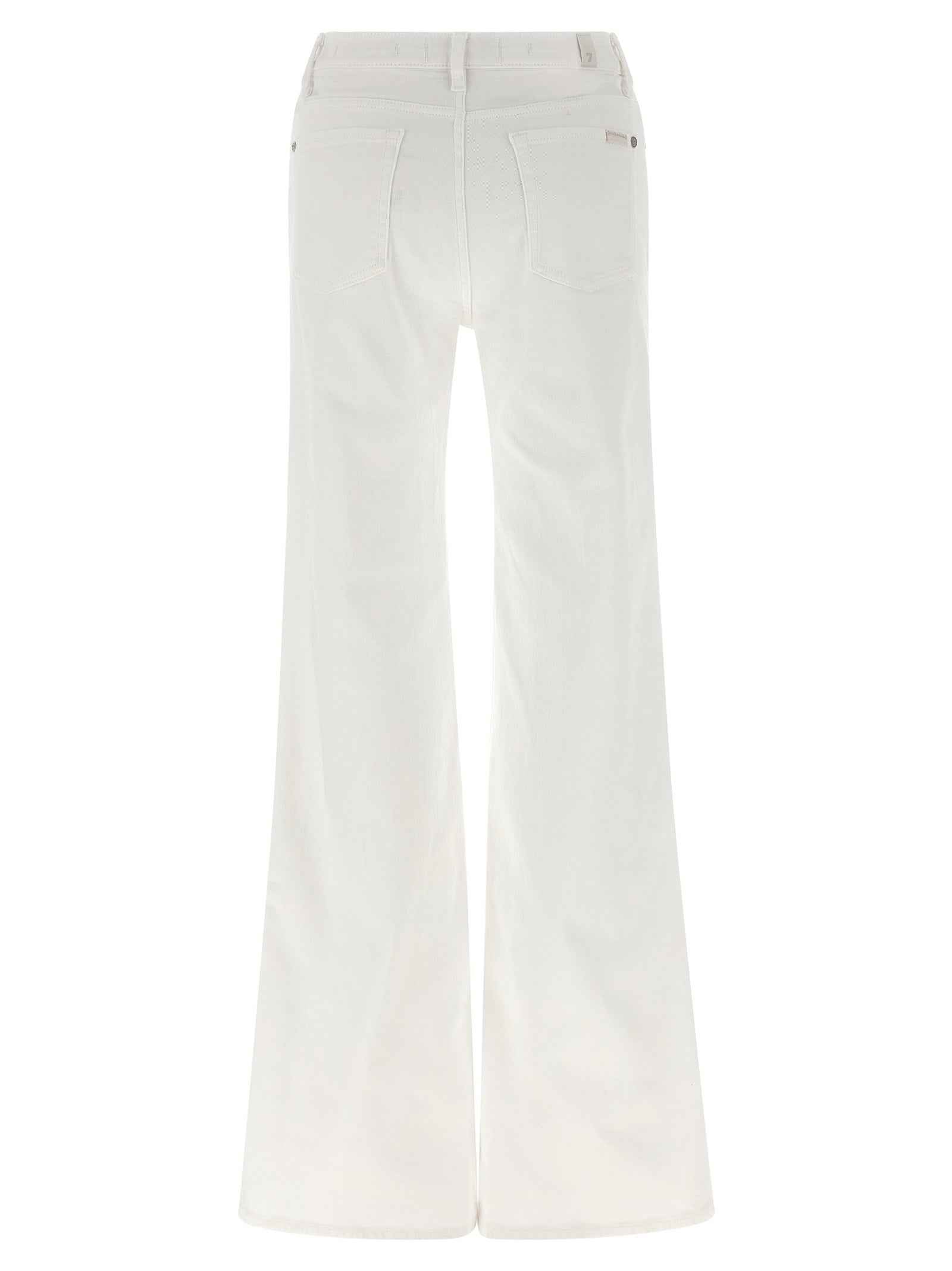 7 For All Mankind White Cotton Flared Jeans