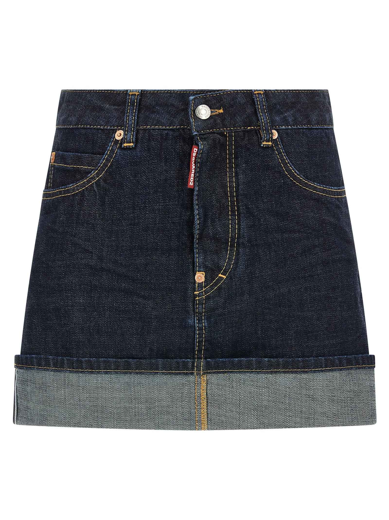 Dsquared² Blue Cotton Long Skirt