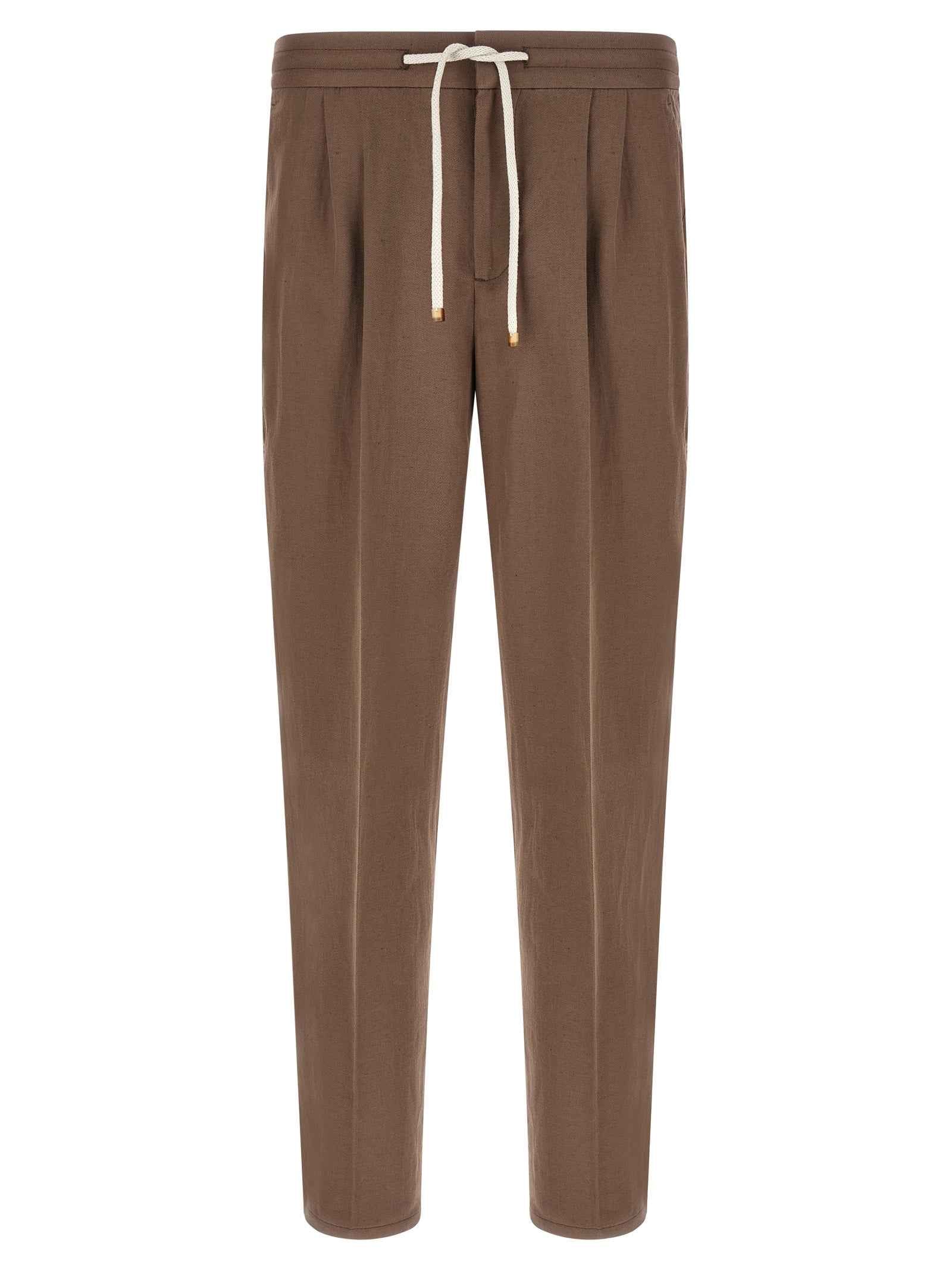 Brunello Cucinelli Brown Linen Casual Pants