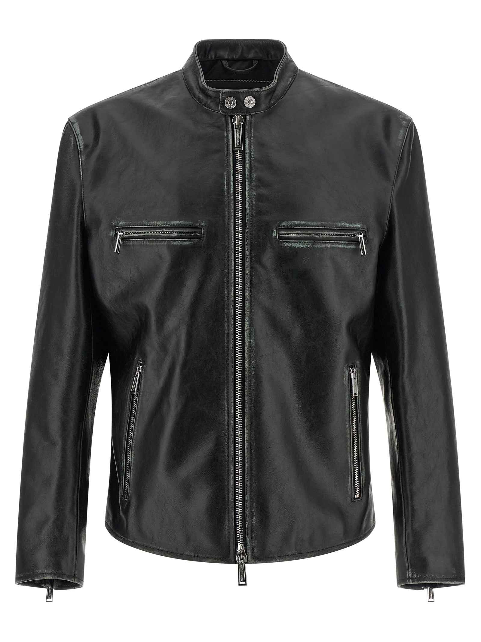 Dsquared² Black Leather Leather Jacket