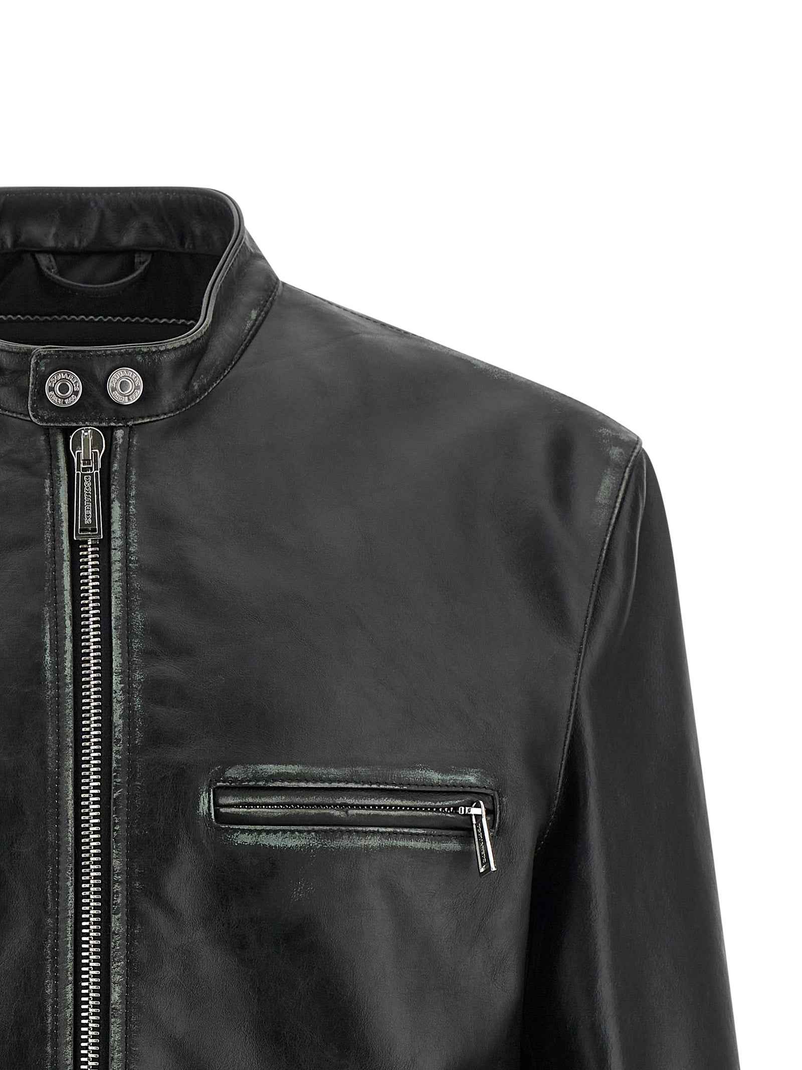 Dsquared² Black Leather Leather Jacket