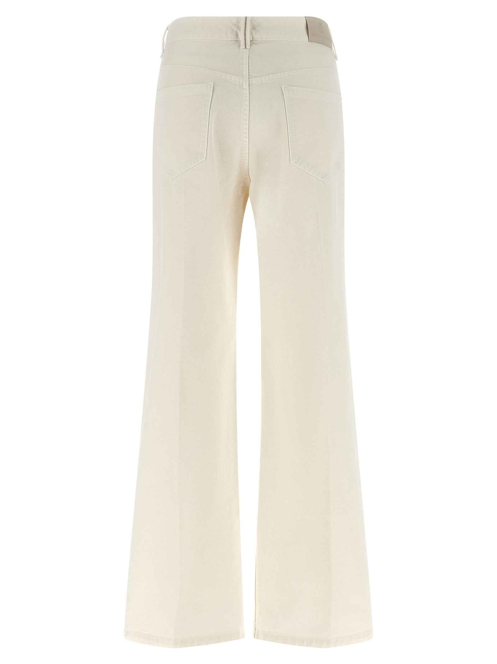 Brunello Cucinelli White Cotton Relaxed Fit Jeans