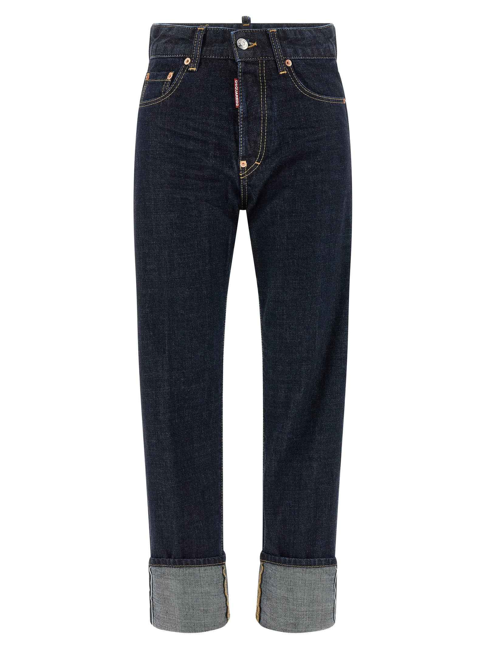 Dsquared² Blue Cotton Straight-Leg Jeans