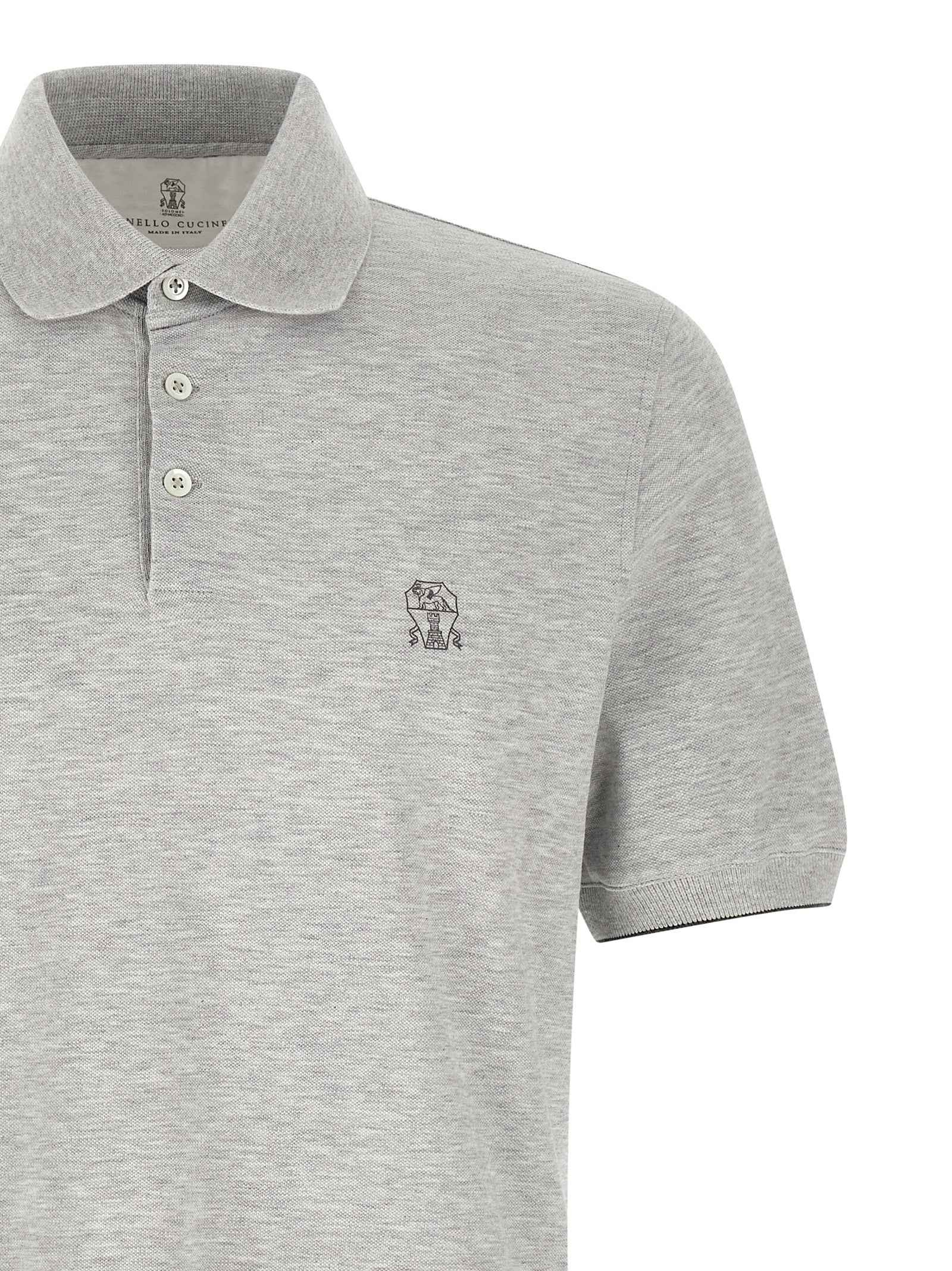 Brunello Cucinelli Gray Cotton Polo Shirt