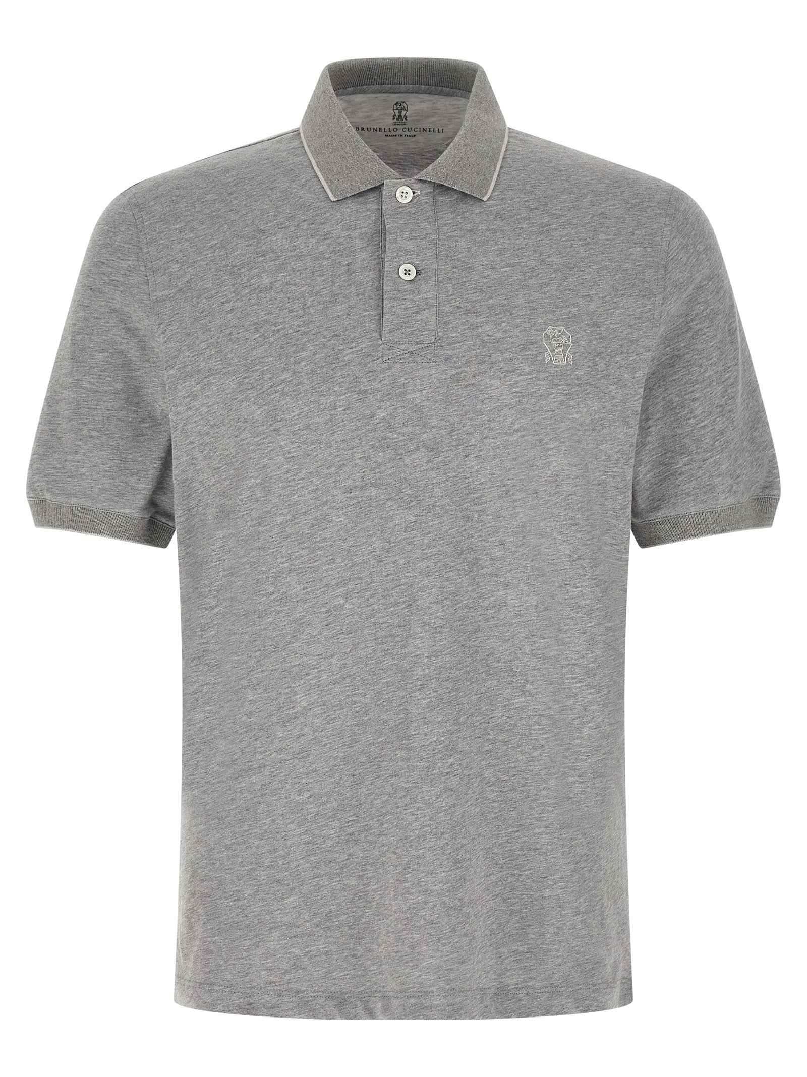 Brunello Cucinelli Gray Cotton Polo Shirt