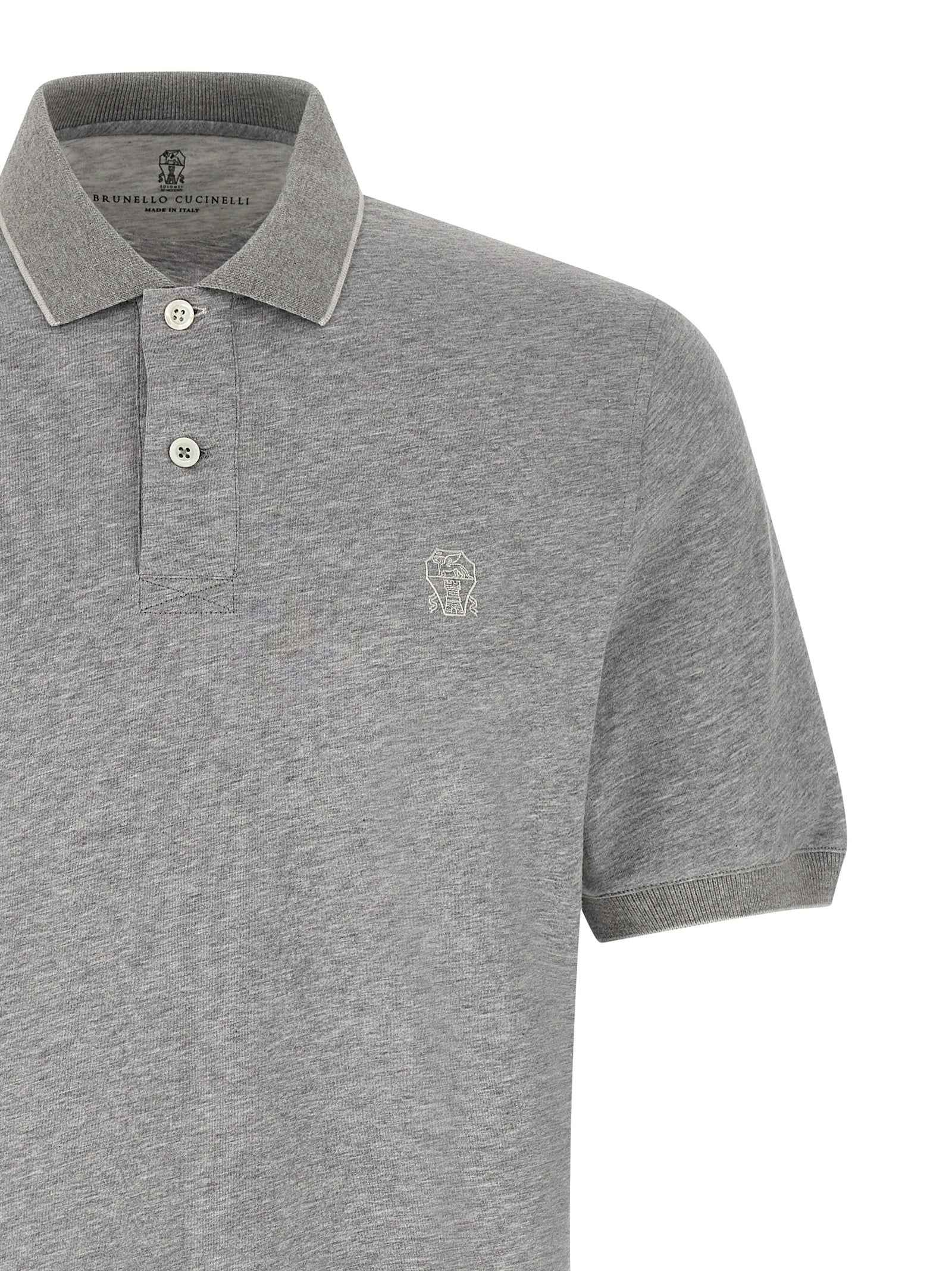 Brunello Cucinelli Gray Cotton Polo Shirt
