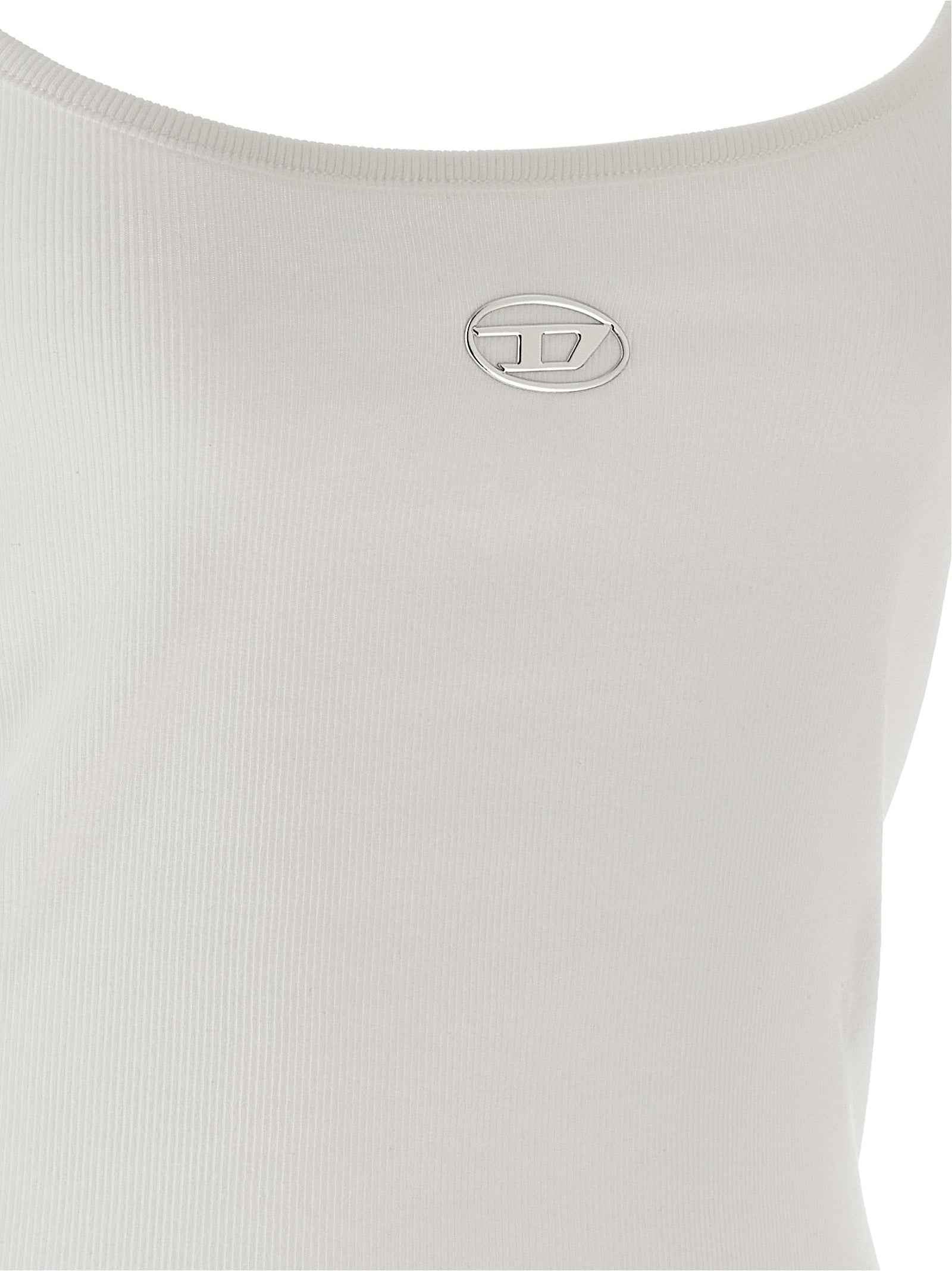 Diesel White Cotton Tank Tops