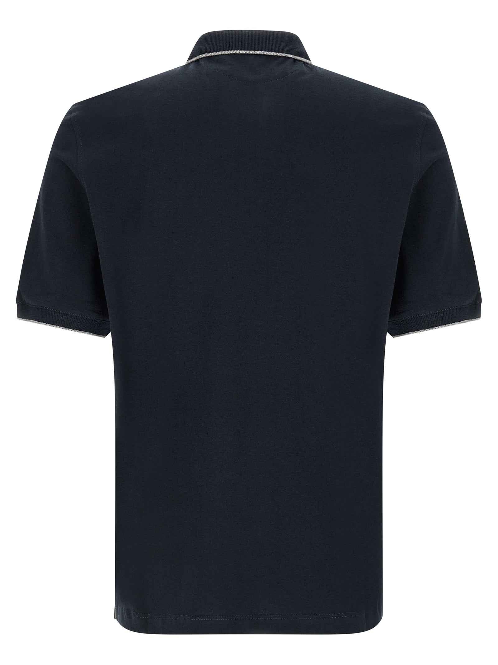 Brunello Cucinelli Blue Cotton Polo Shirt