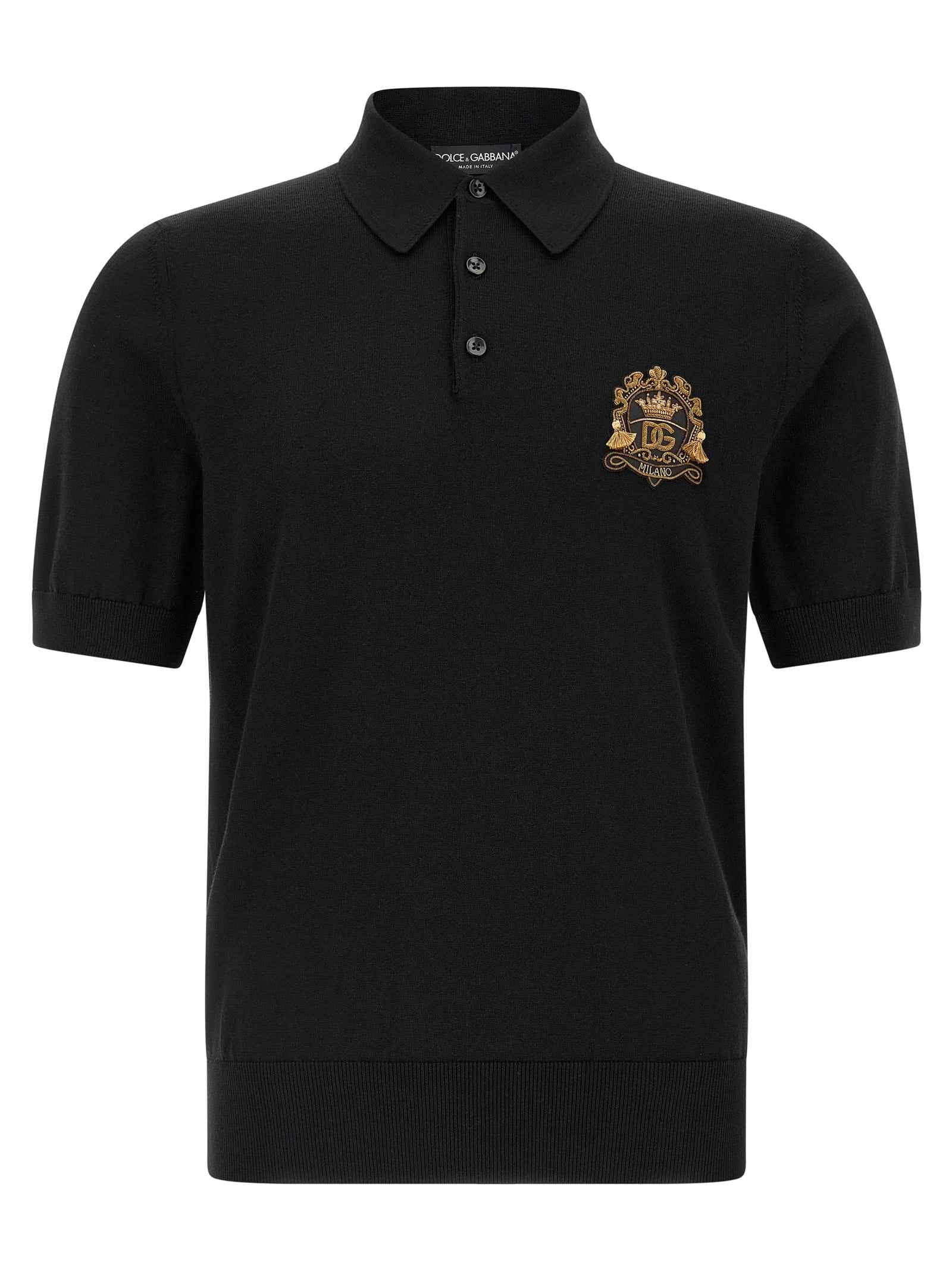 Dolce & Gabbana Black Virgin Wool Polo Shirt