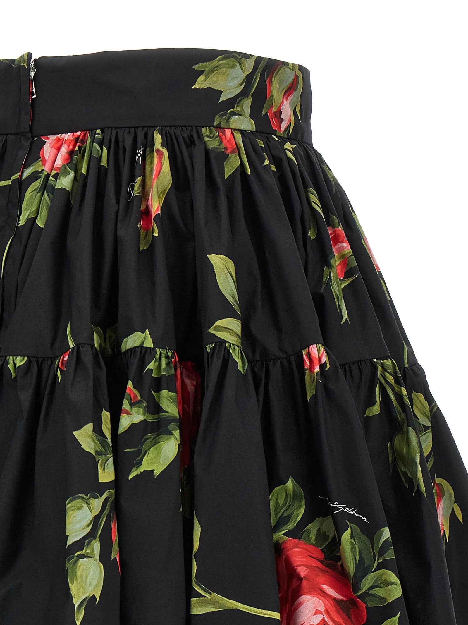 Dolce & Gabbana Black Cotton Long Skirt