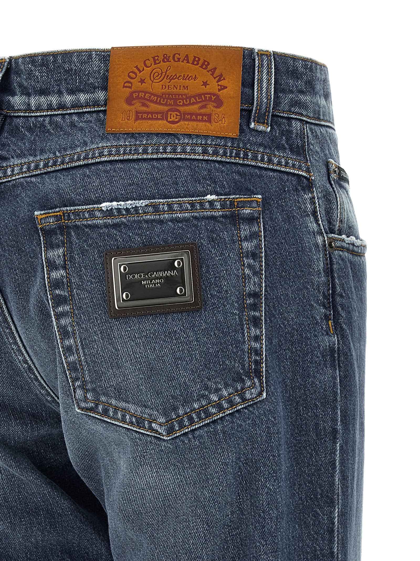 Dolce & Gabbana Blue Cotton Straight-Leg Jeans