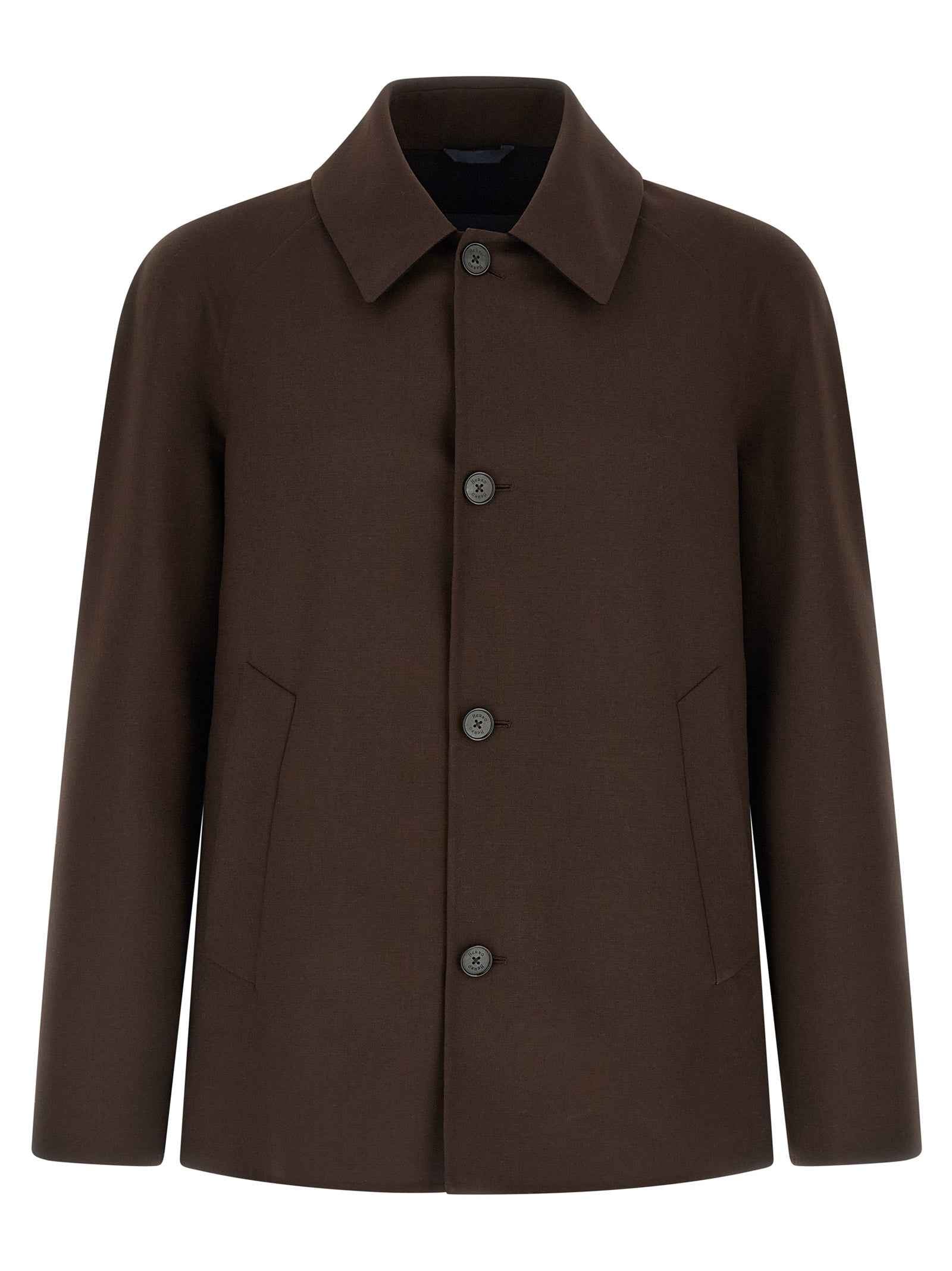 Herno Brown Polyester Full-Length Jacket