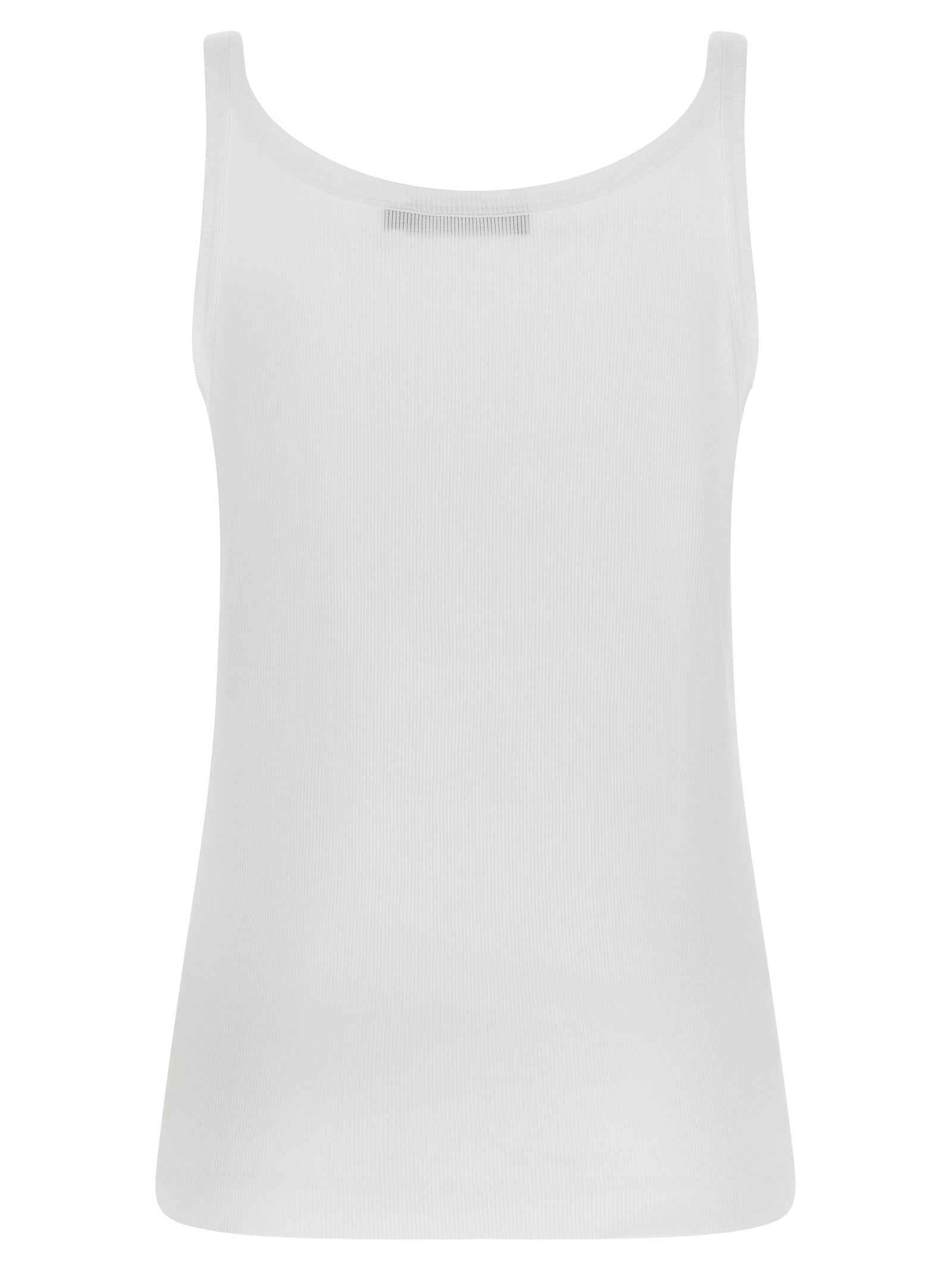 Dolce & Gabbana White Cotton Sleeveles T-Shirt