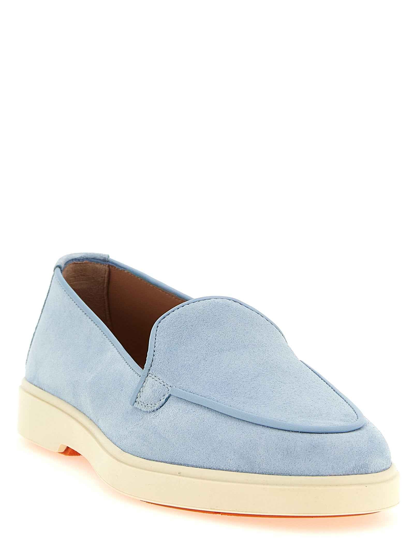 Santoni Blue Calfskin Slip-On Loafers