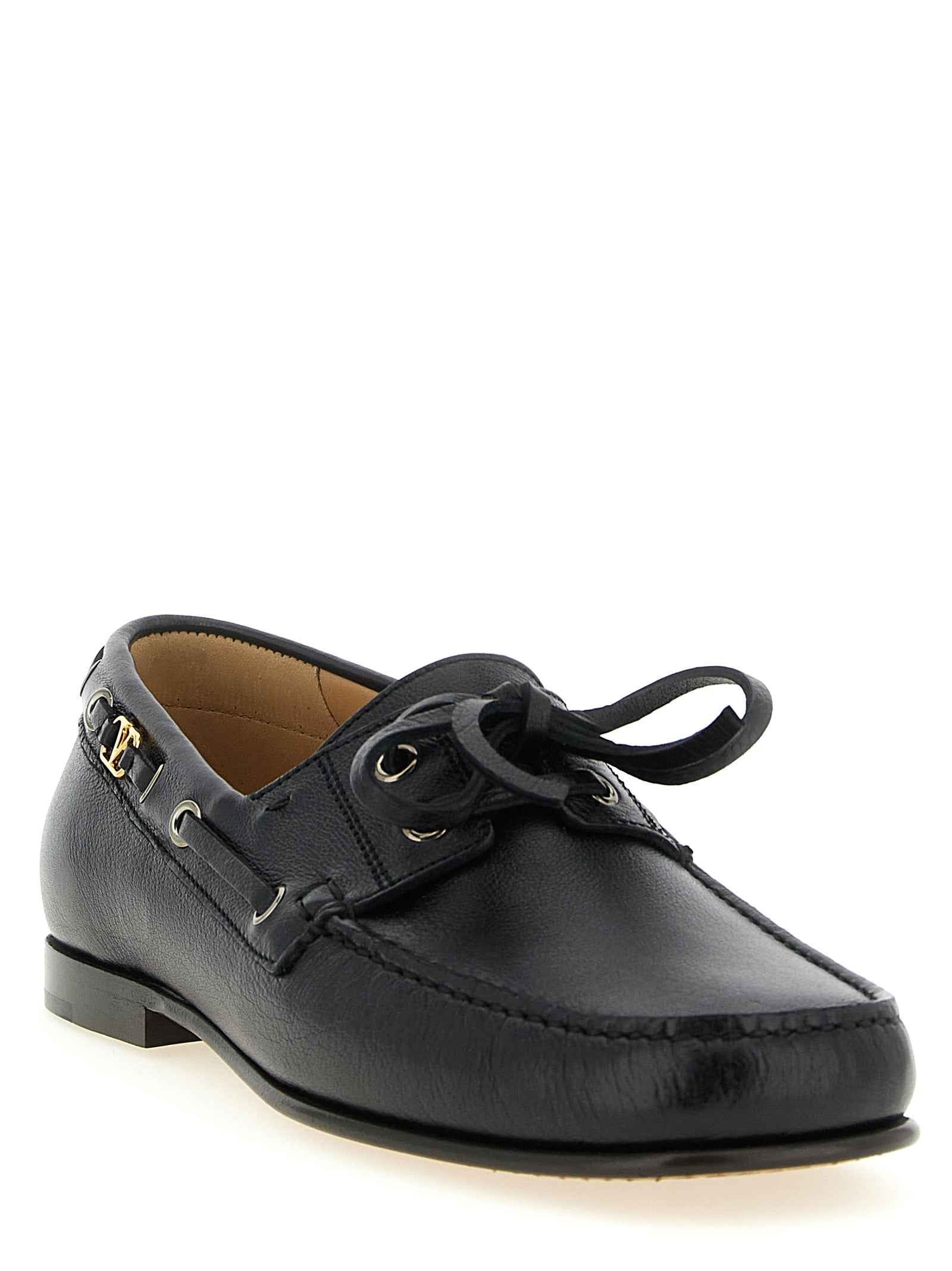 Valentino Garavani Black Buffalo Leather Slip-On Loafers