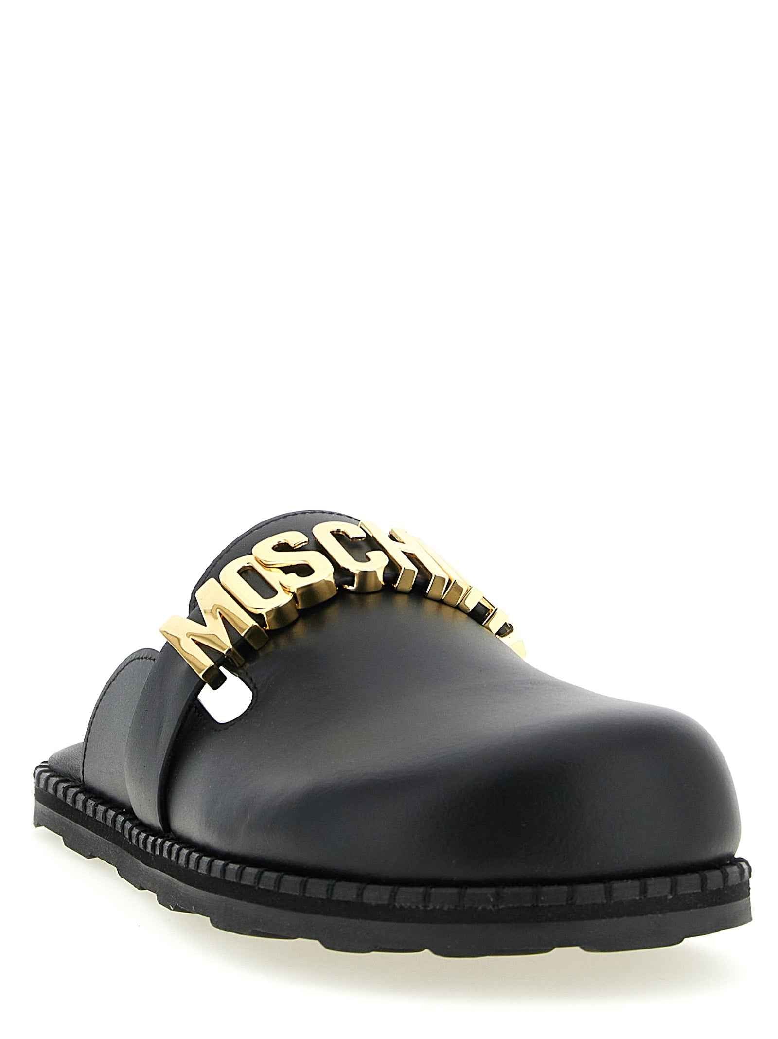 Moschino Black Calfskin Clogs