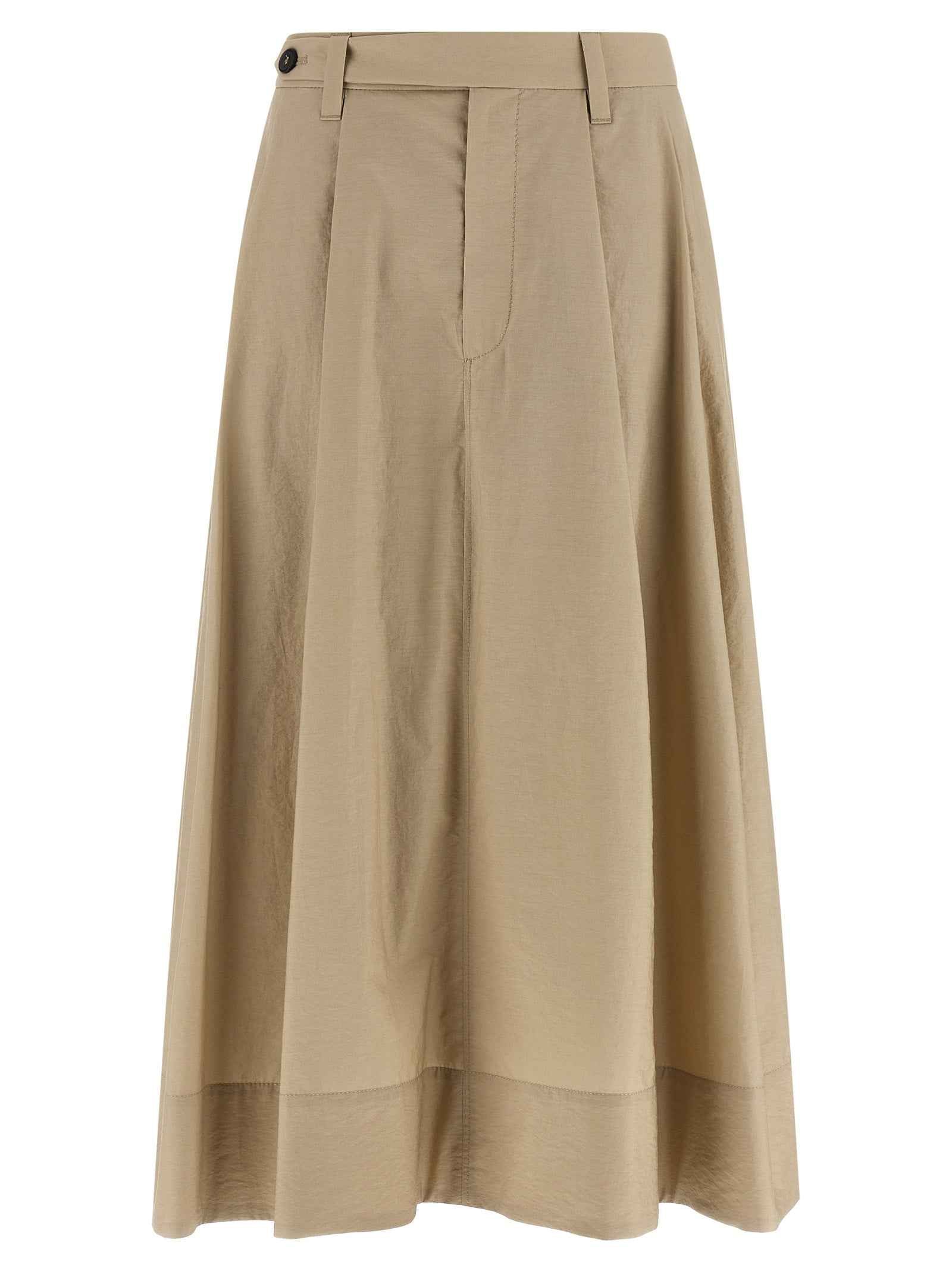 Brunello Cucinelli Beige Cotton Midi Skirt