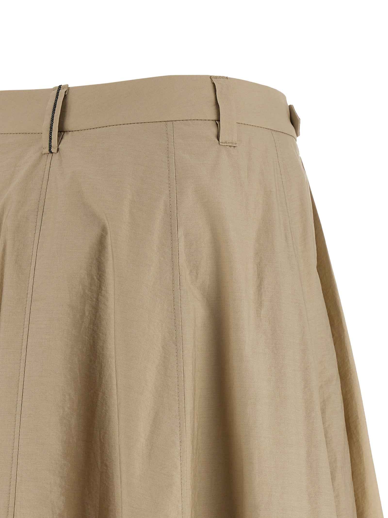 Brunello Cucinelli Beige Cotton Midi Skirt