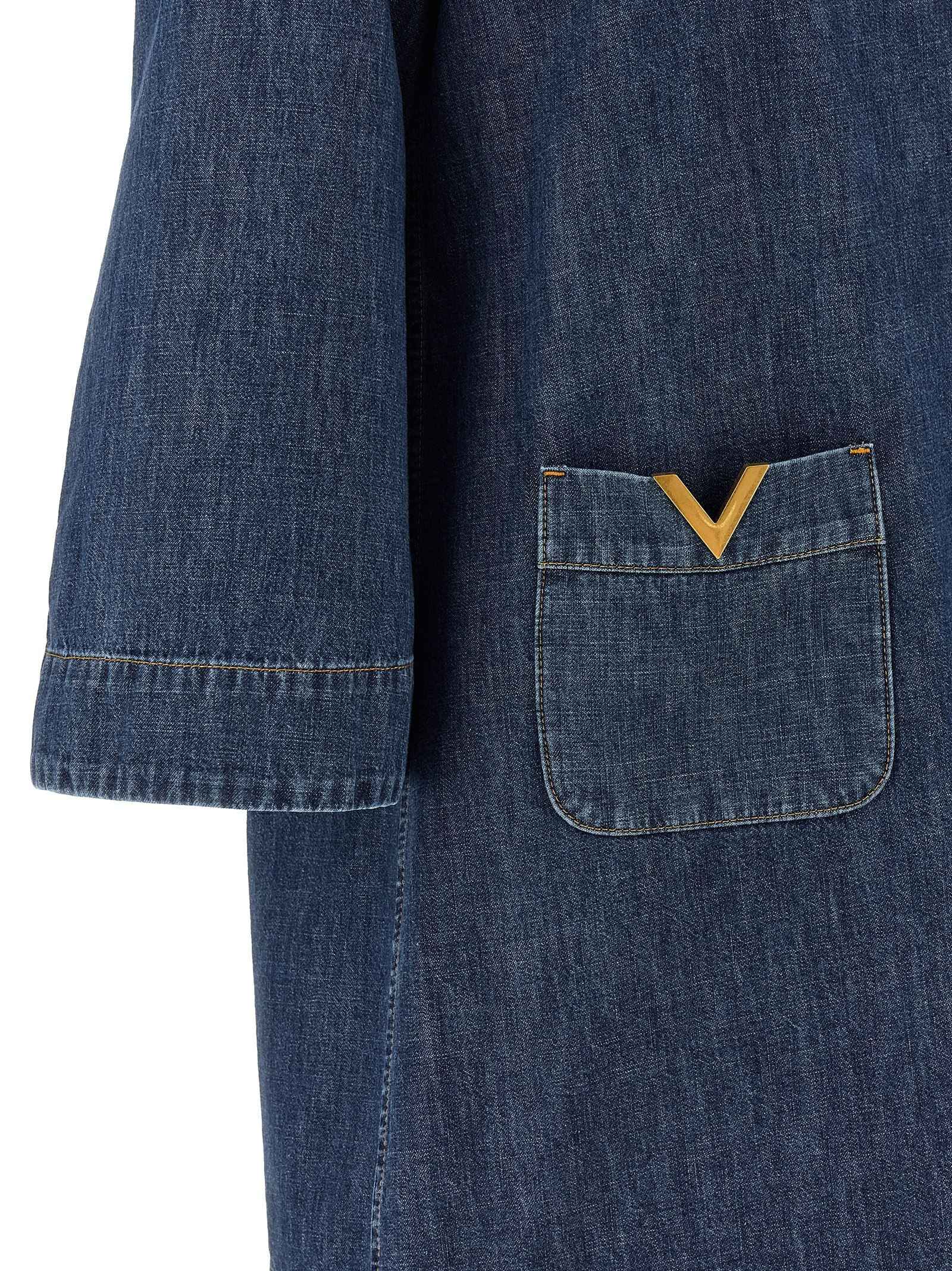 Valentino Garavani Blue Cotton Short Dress