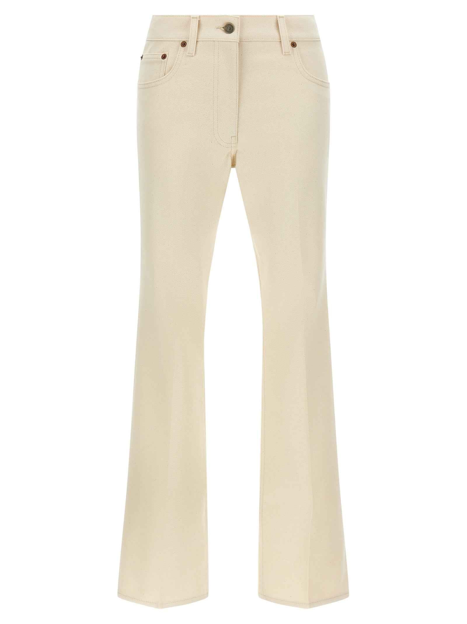 Valentino Garavani Beige Cotton Flared Jeans