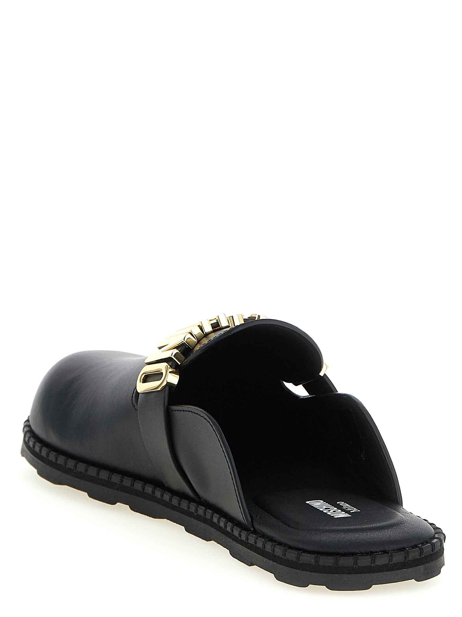 Moschino Black Calfskin Clogs