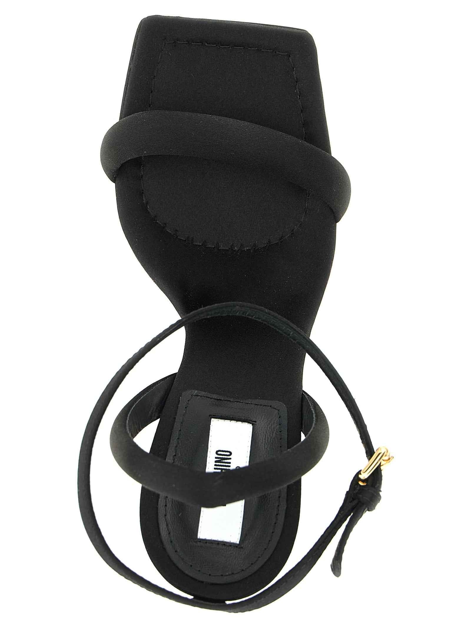 Moschino Black Viscose Stiletto Heel Sandals