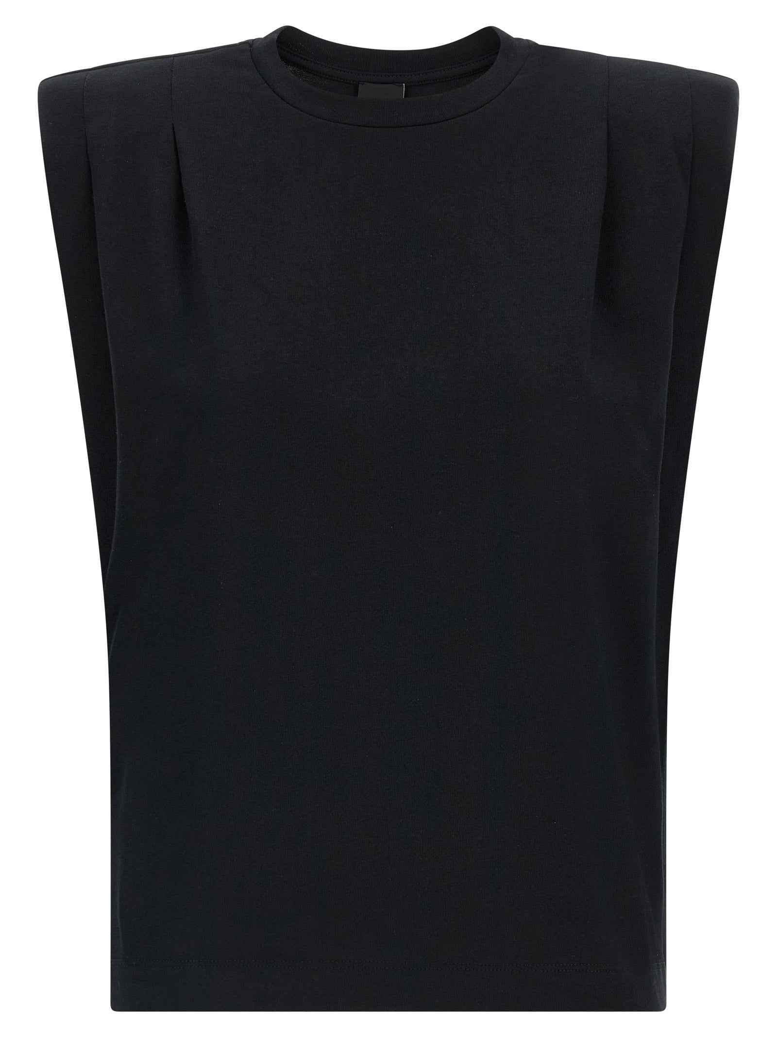 PINKO Black Cotton Sleeveles T-Shirt