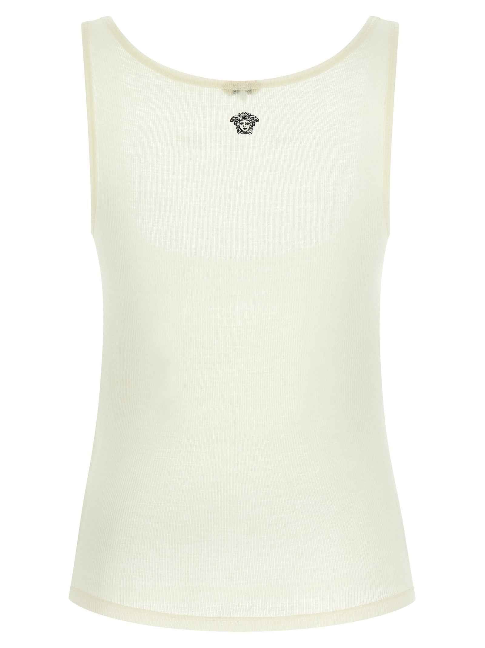 Versace White Virgin Wool Sleeveles T-Shirt