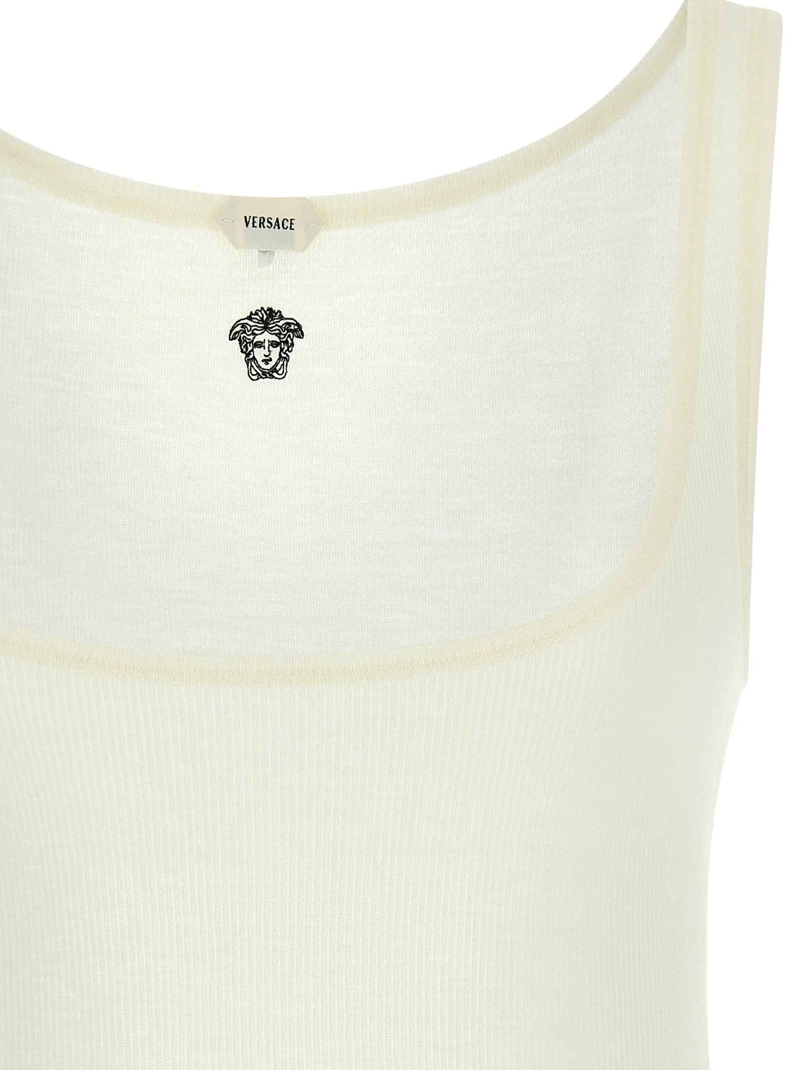 Versace White Virgin Wool Sleeveles T-Shirt