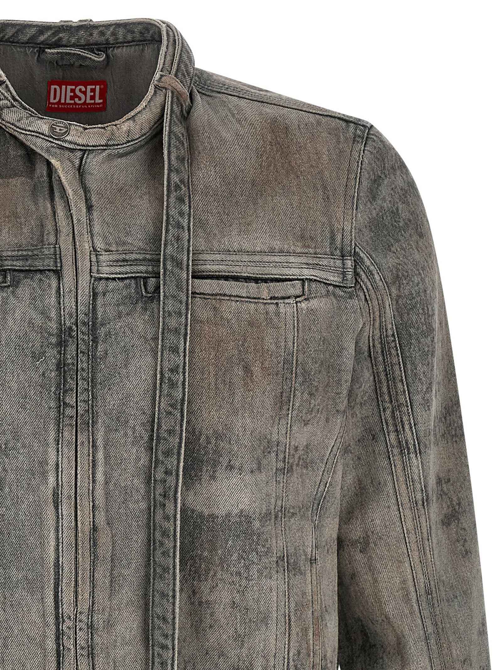 Diesel Gray Cotton Denim Jacket