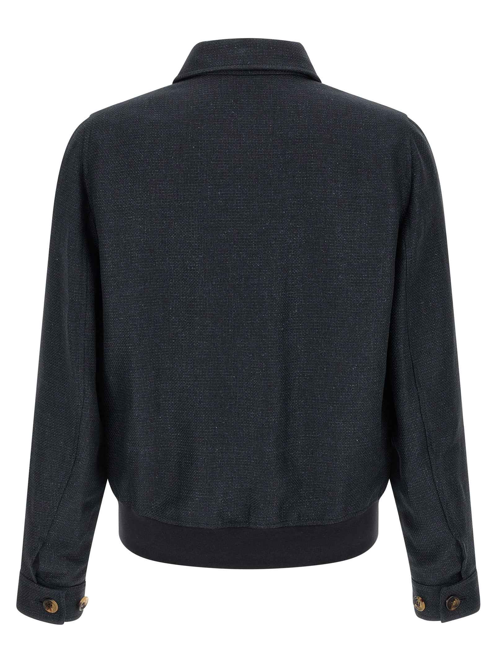 Brunello Cucinelli Blue Sisal Biker Jacket