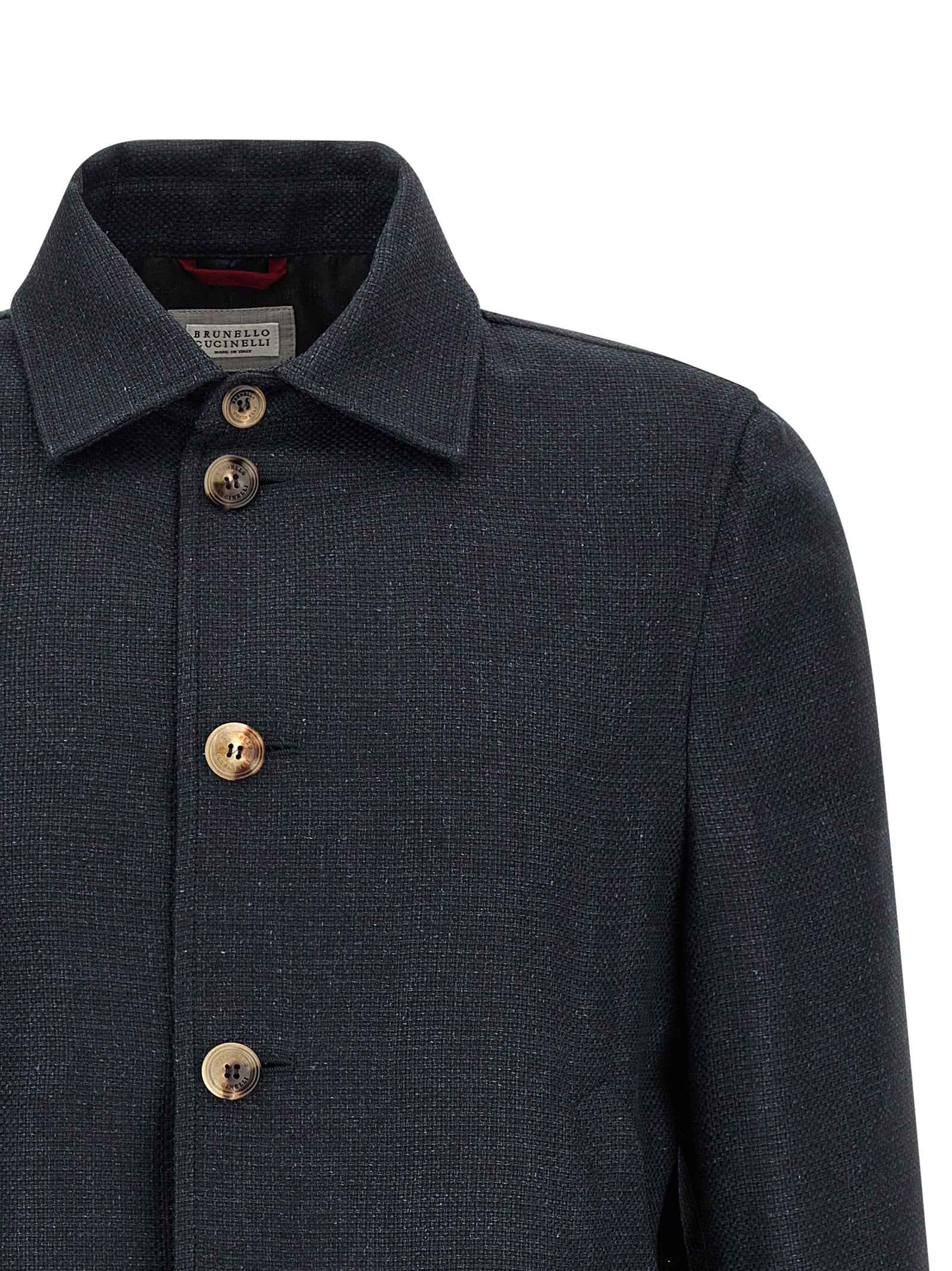 Brunello Cucinelli Blue Sisal Biker Jacket