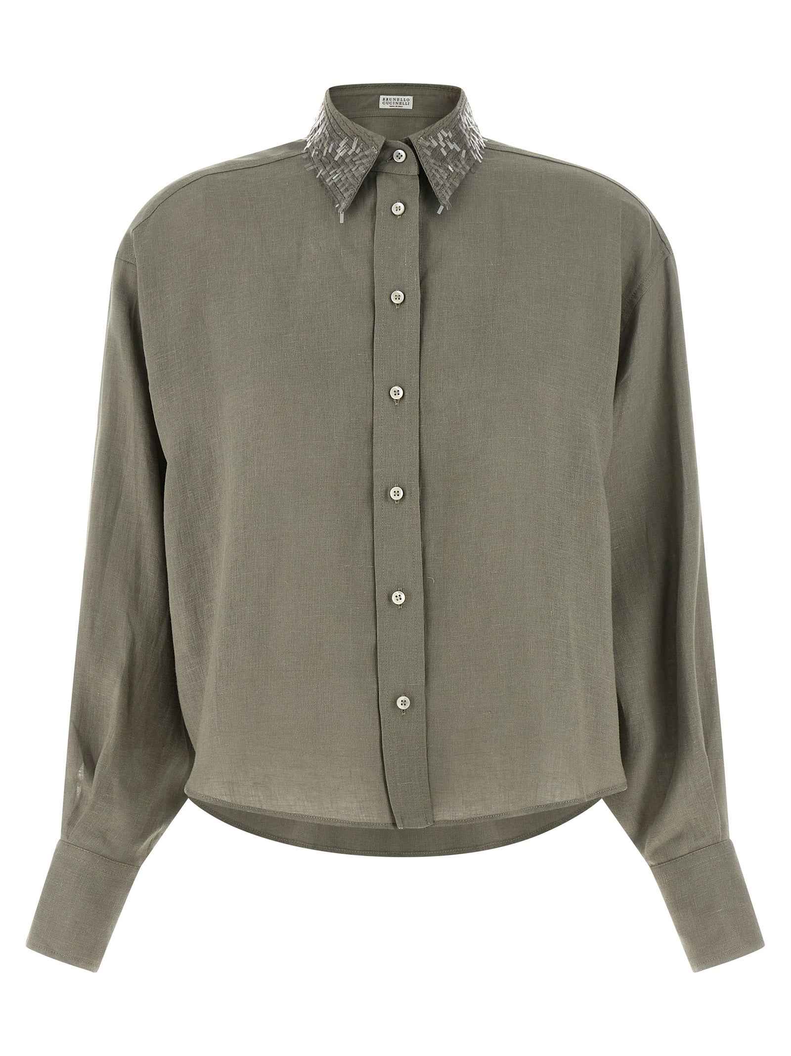 Brunello Cucinelli Bicolor Linen Blouse