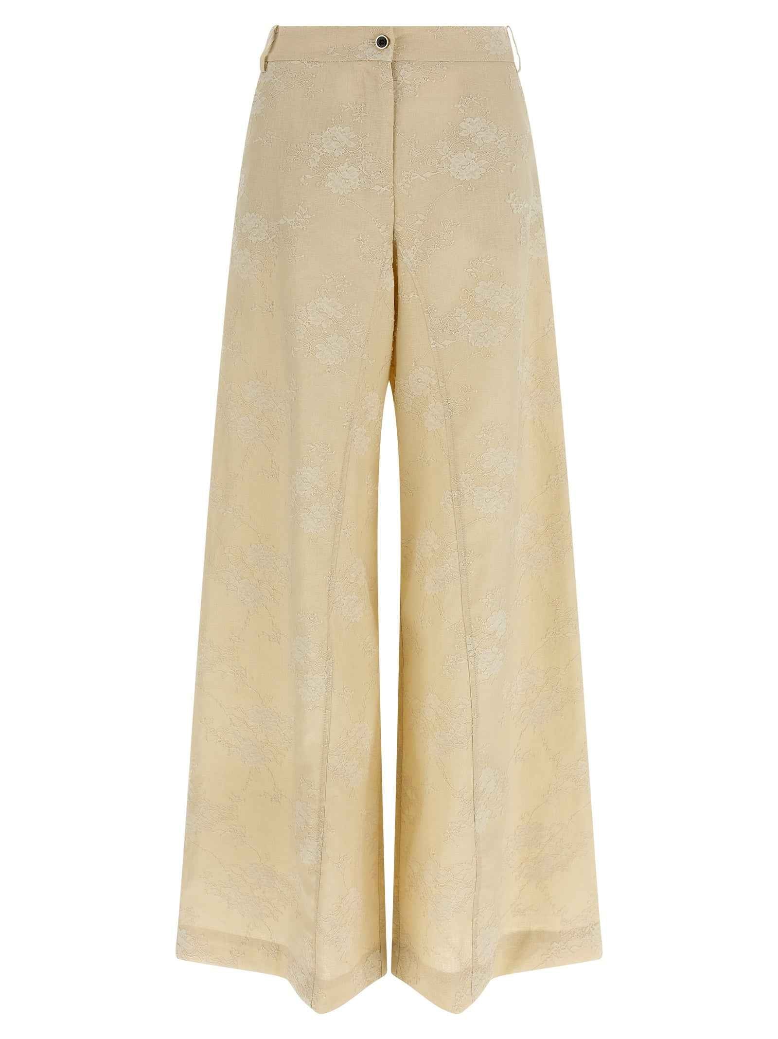 PINKO Beige Linen Flared Pants