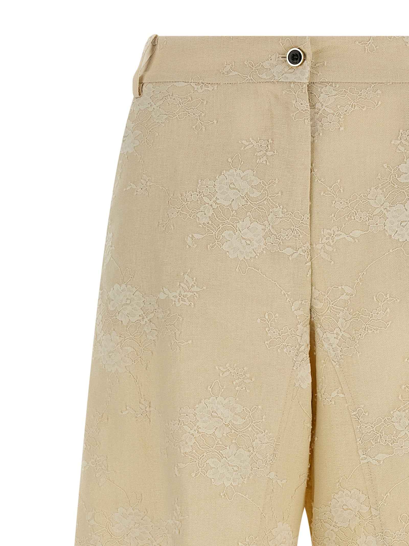 PINKO Beige Linen Flared Pants
