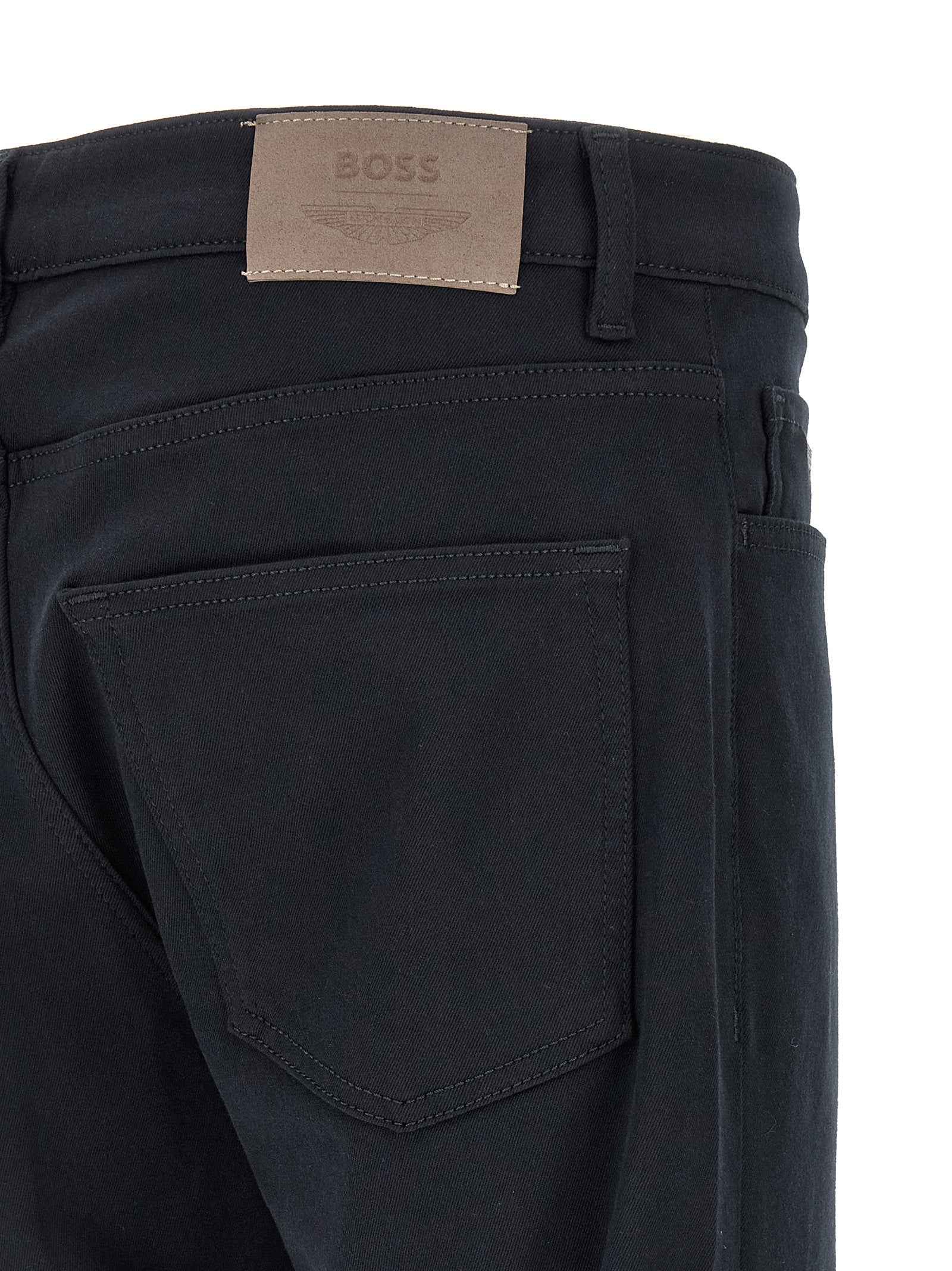 Hugo Boss Blue Polyester Straight-Leg Jeans