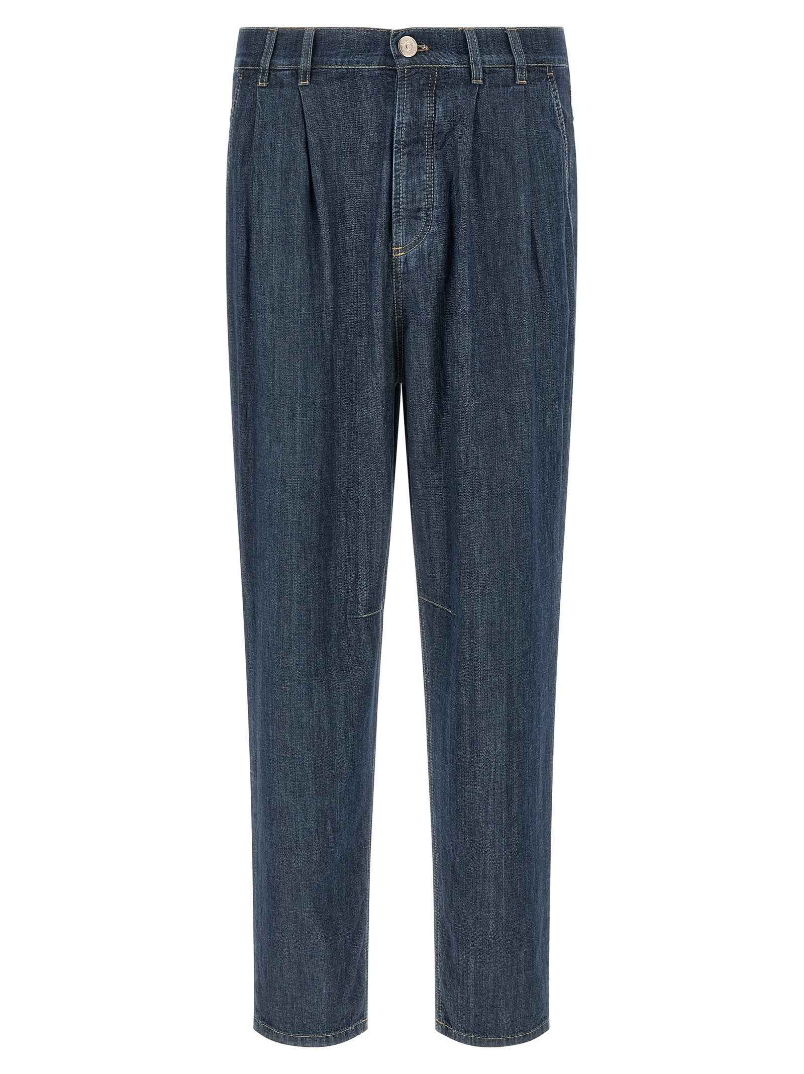 Brunello Cucinelli Blue Cotton Straight-Leg Jeans