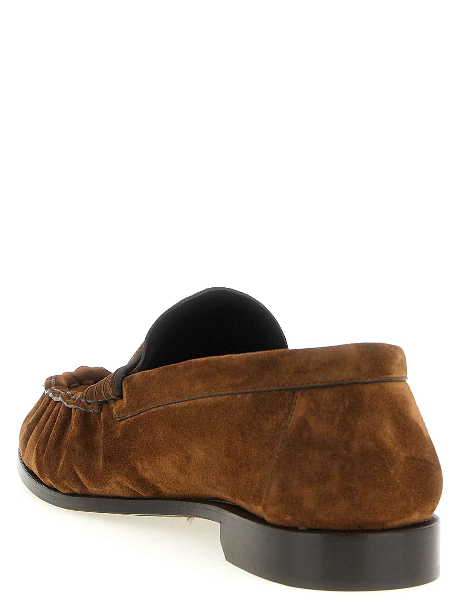 Saint Laurent Brown Calfskin Slip-On Loafers