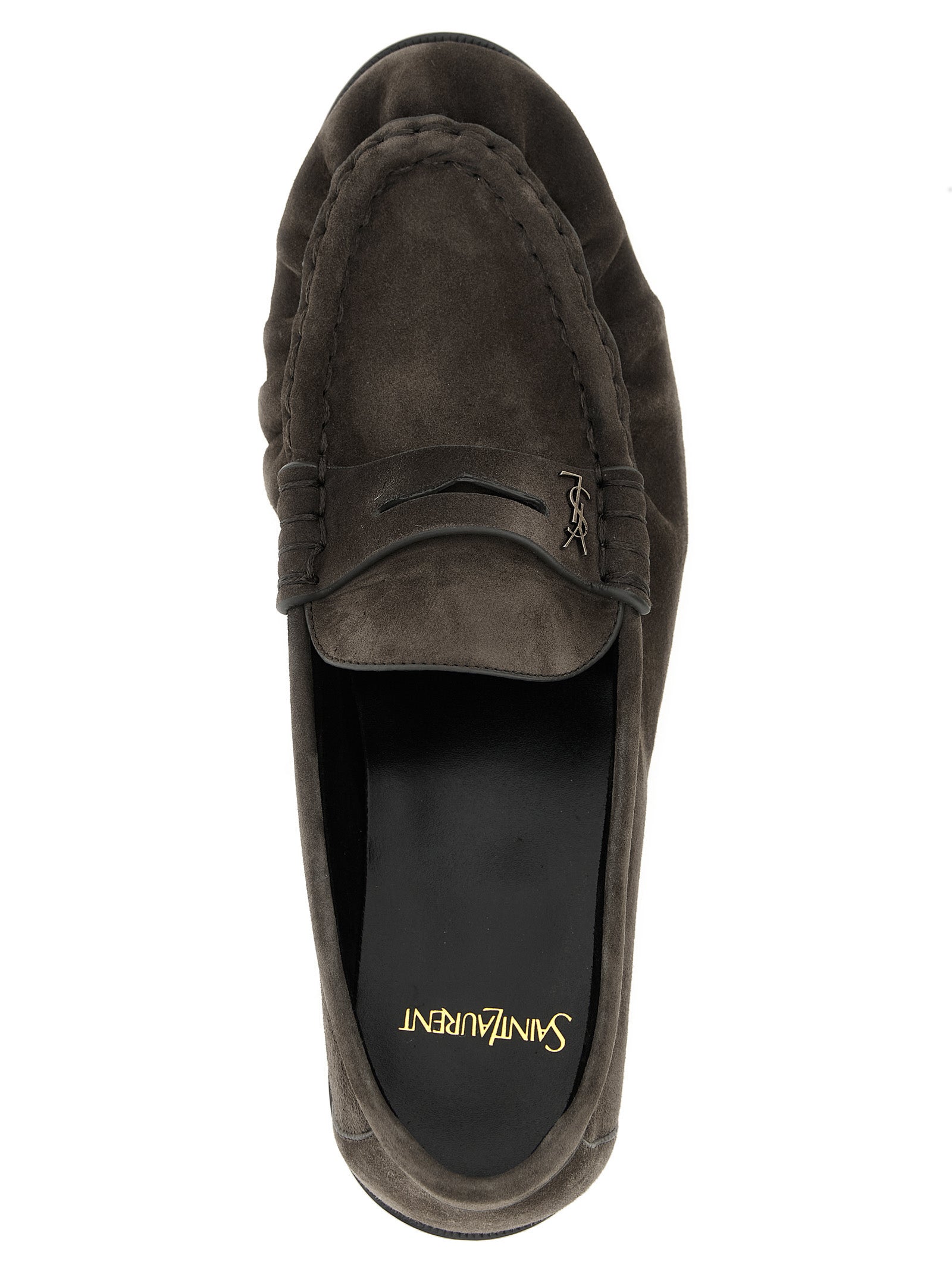 Saint Laurent Brown Calfskin Slip-On Loafers