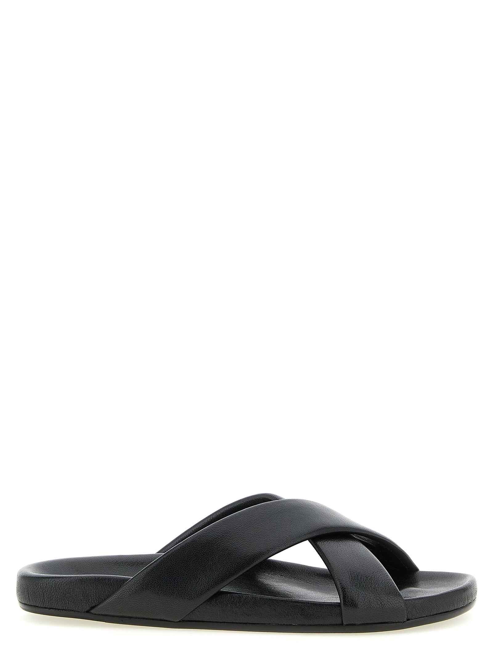 Saint Laurent Black Lamb Leather Slides