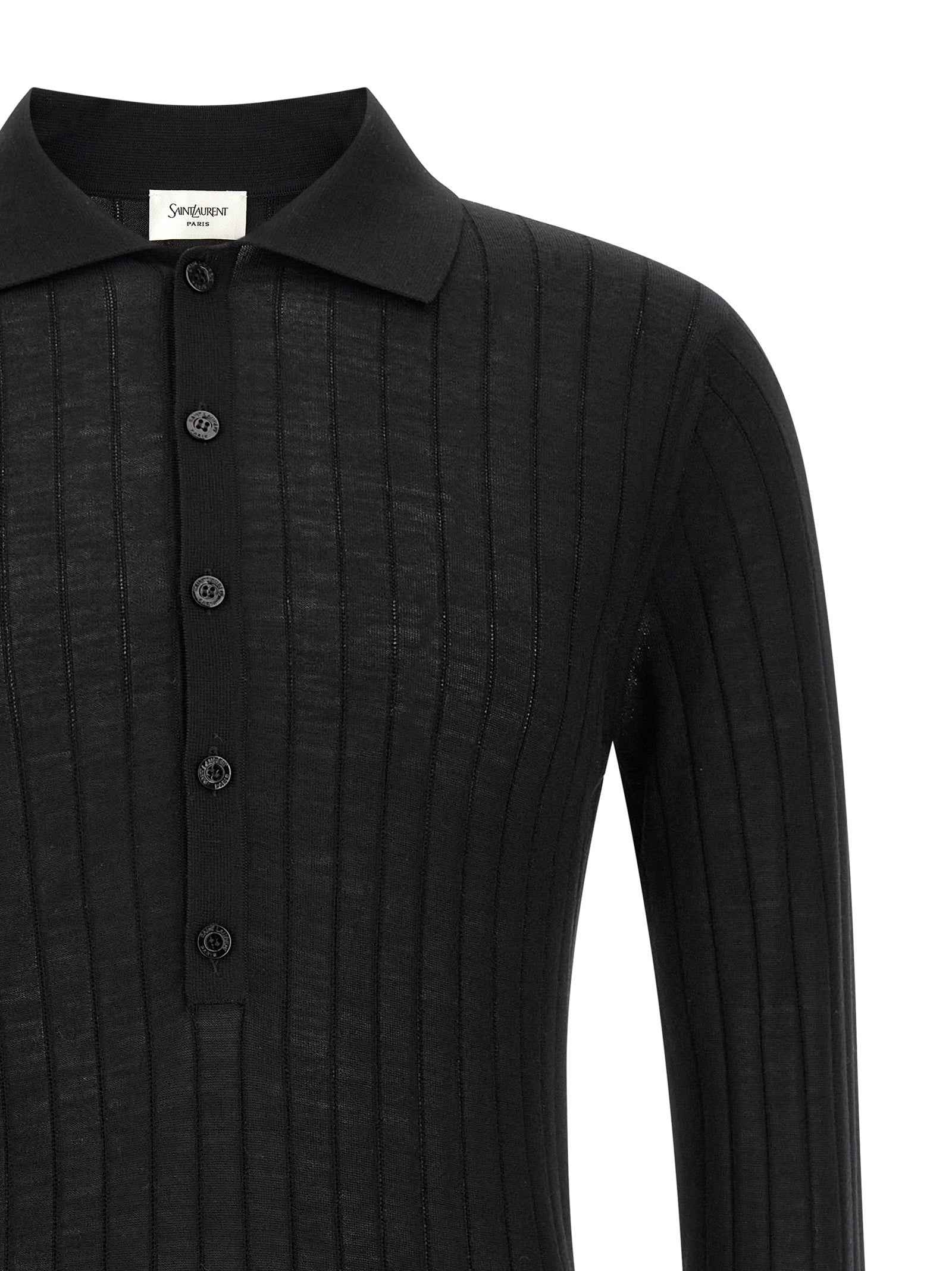Saint Laurent Black Wool Polo Shirt