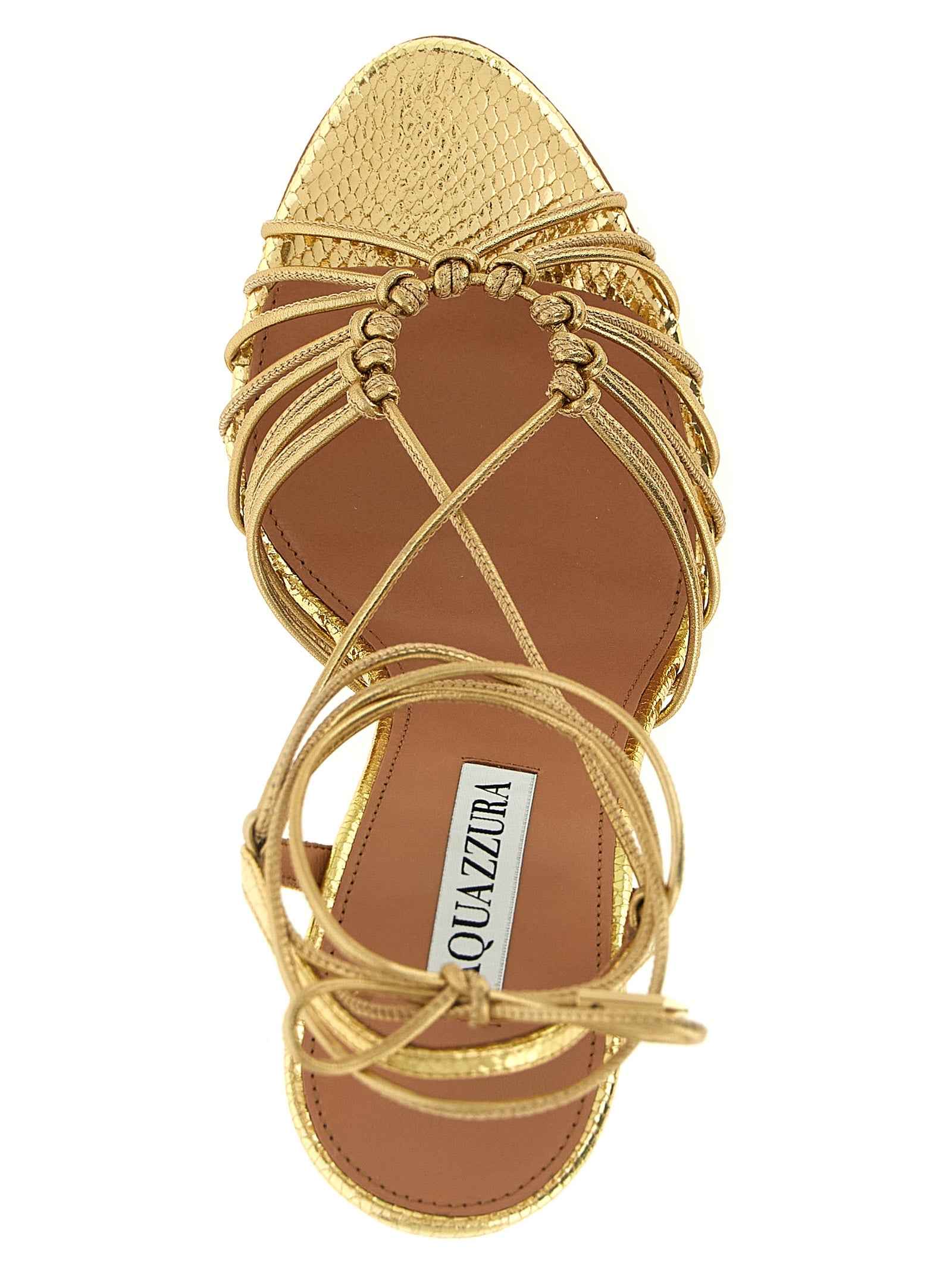 Aquazzura Gold Lamb Leather Stiletto Heel Sandals