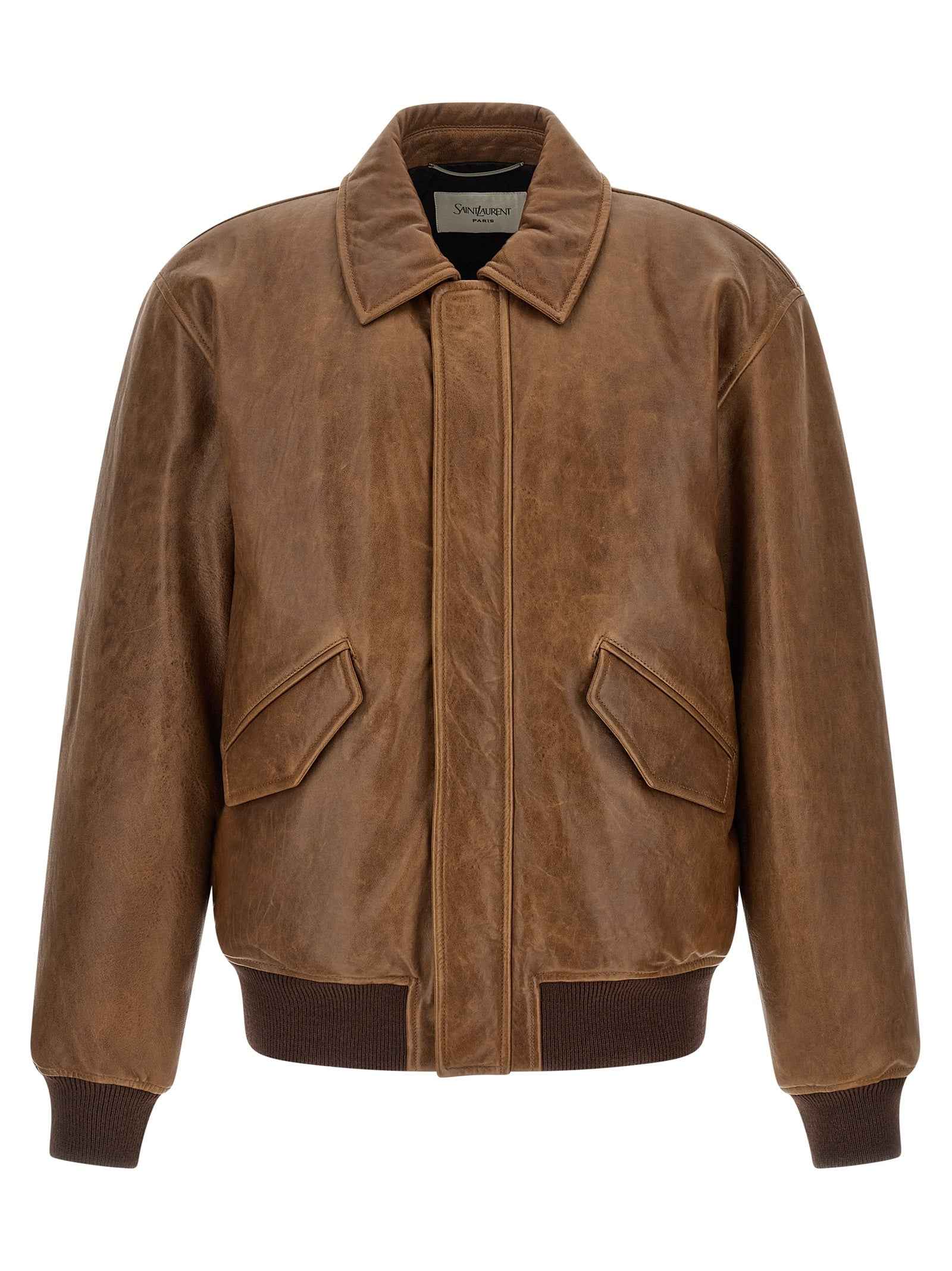 Saint Laurent Brown Lamb Leather Leather Jacket