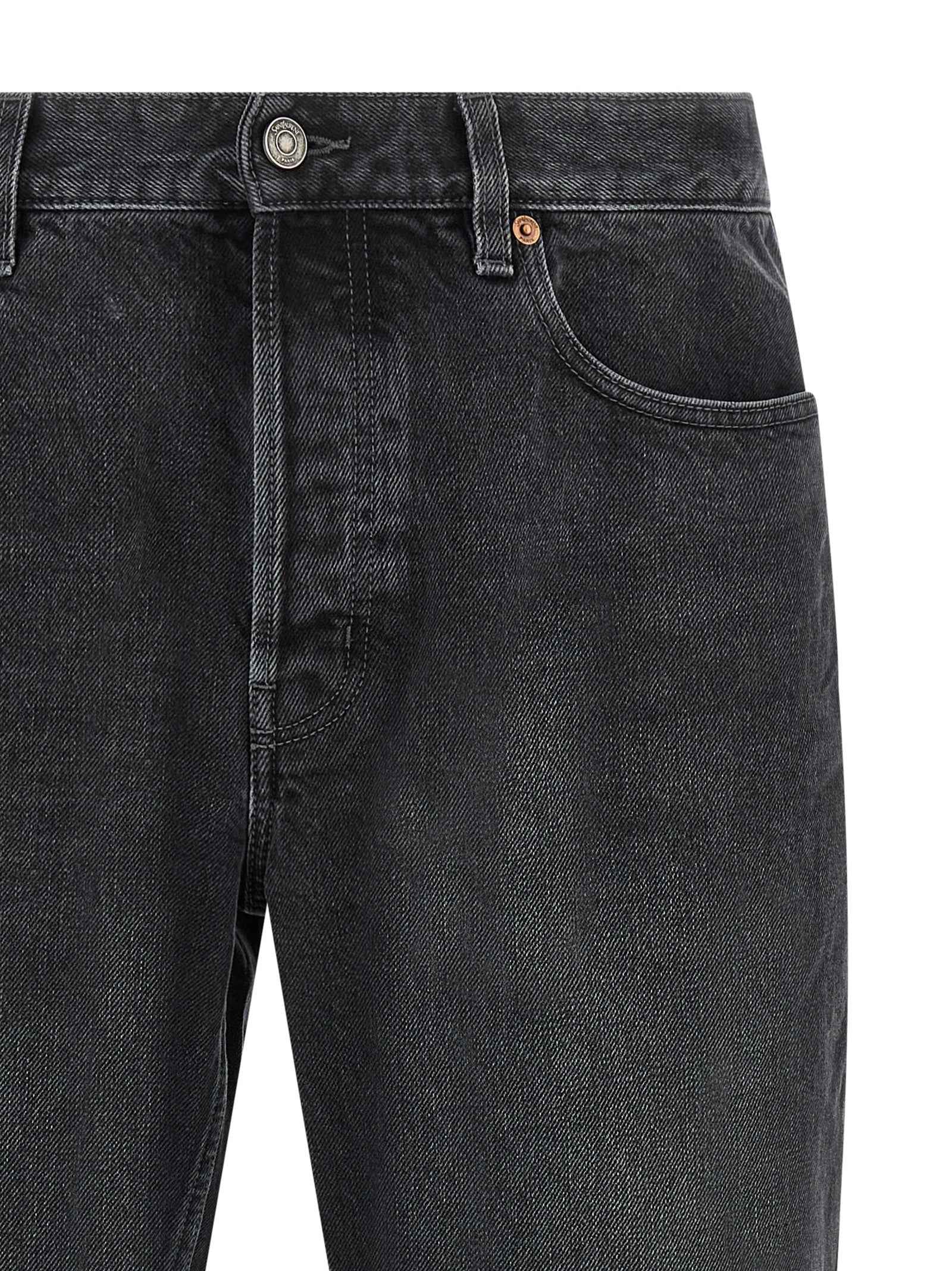 Saint Laurent Black Cotton Straight-Leg Jeans