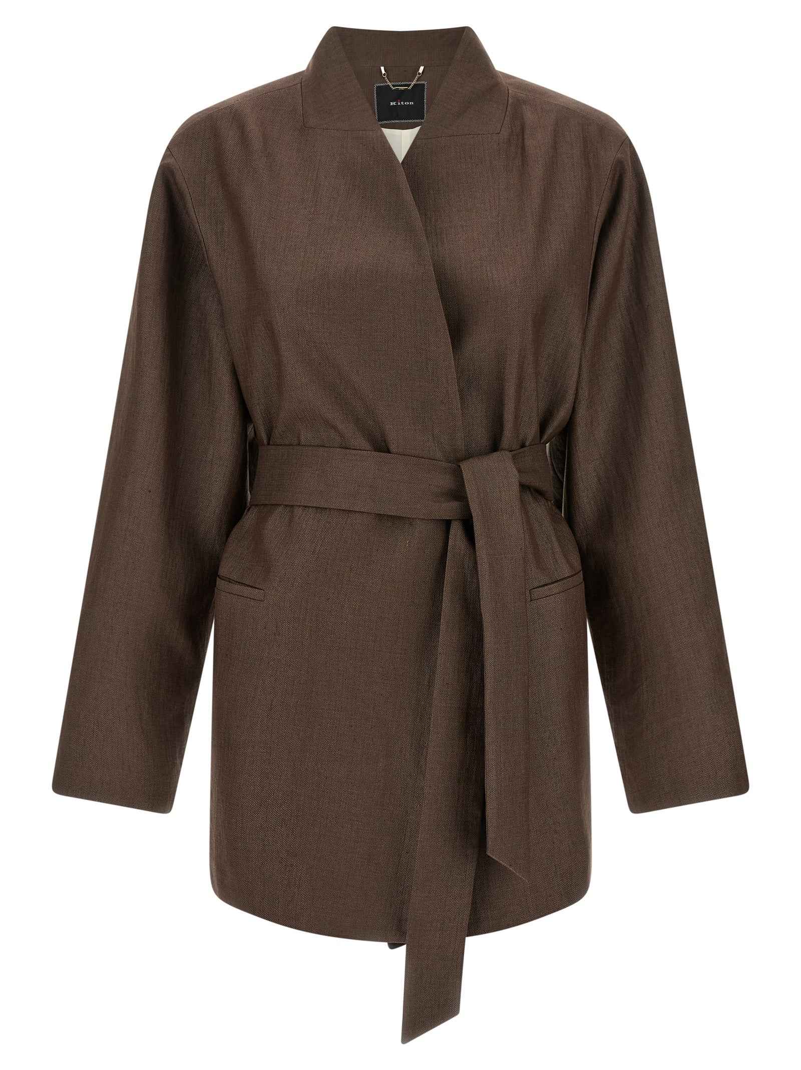 Kiton Brown Polyamide Blazer