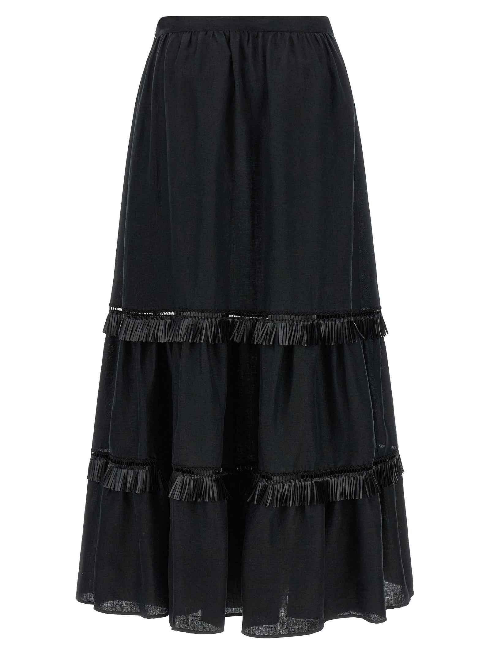 Kiton Black Linen Mini Skirt