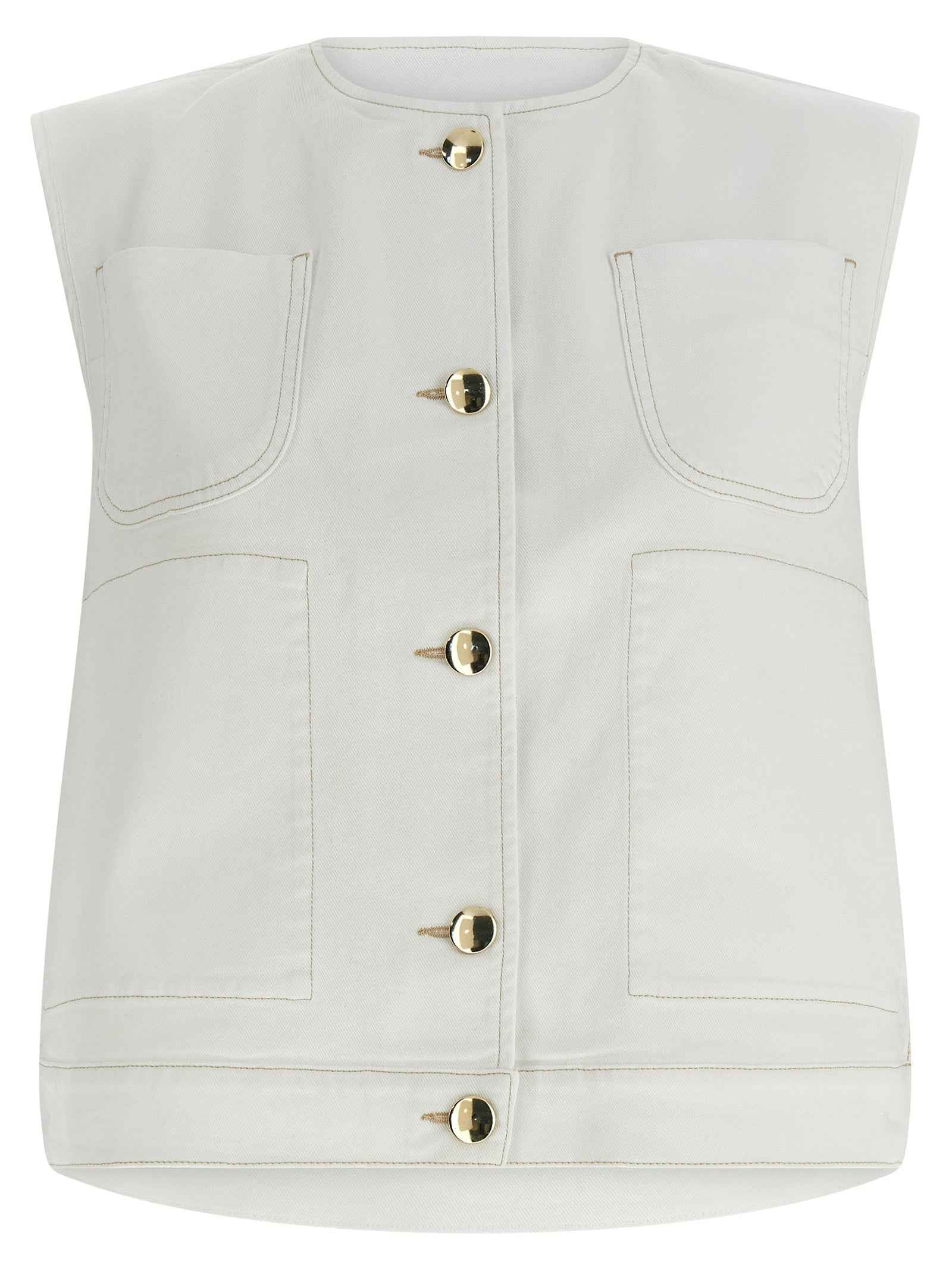 Fabiana Filippi White Cotton Sleeveless Jacket